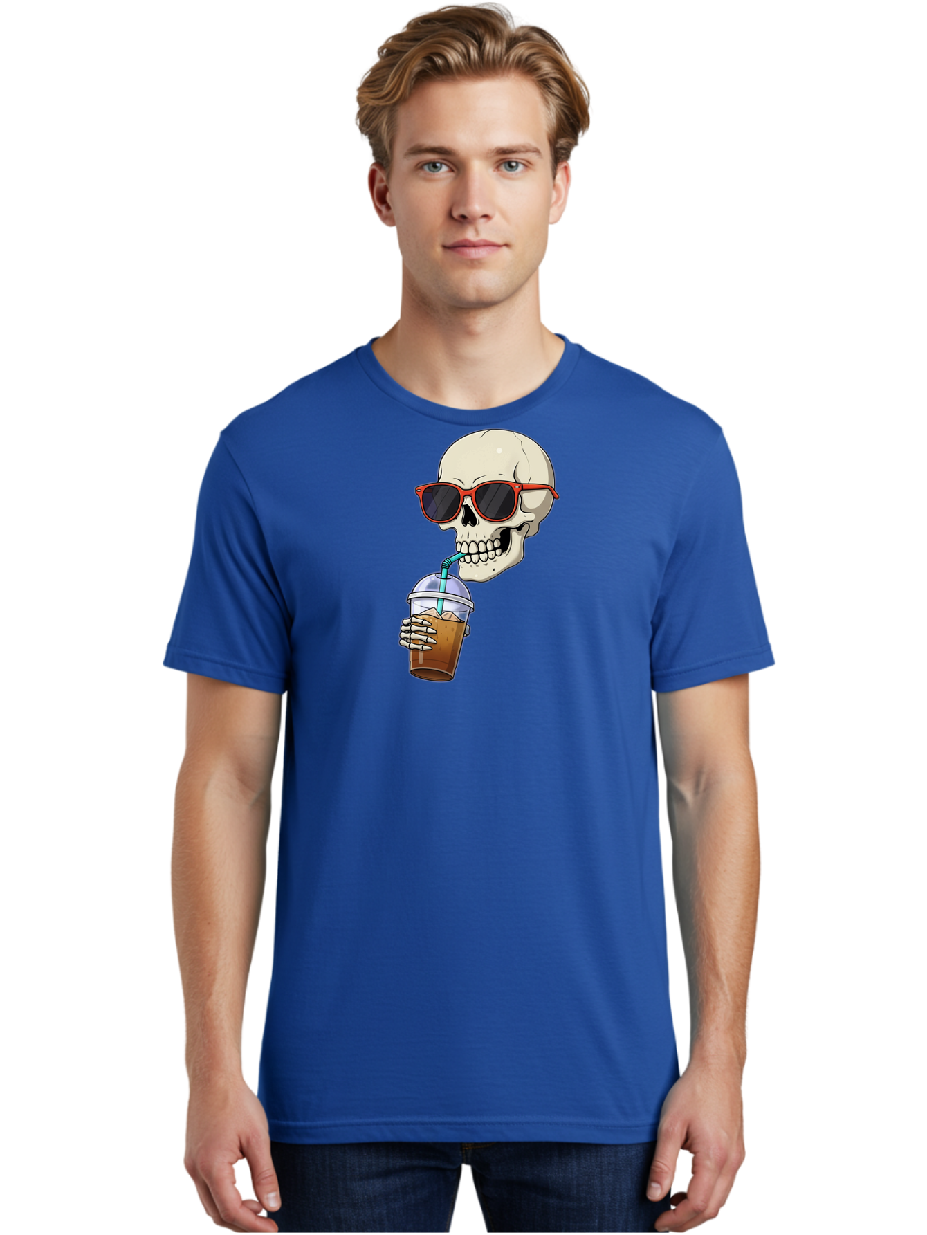 Skull-With-Sunglasses-Drinking Men'S Graphic Tee, 100% Cotton, Comfortable Casual Summer Wear, Machine Washable, Vintage Camera, Old Camera, Antique Camera, Black Camera, Classic Photography, Photography Equipment, Nostalgic Device, Bal327 21