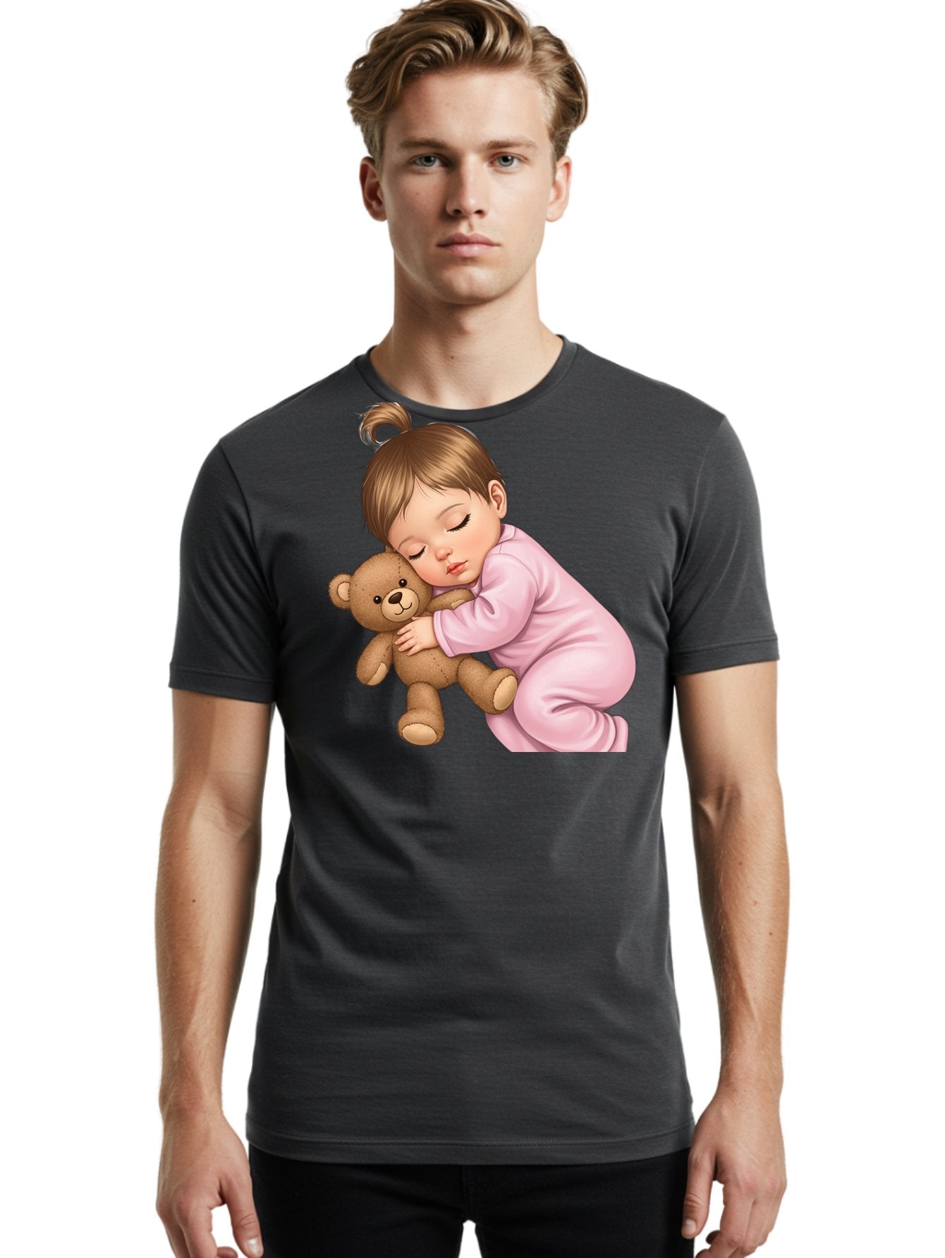 Sleeping-Baby-With-Teddy Men'S Graphic Tee, 100% Cotton, Comfortable Casual Summer Wear, Machine Washable, Vintage Camera, Old Camera, Antique Camera, Black Camera, Classic Photography, Photography Equipment, Nostalgic Device, Film Camera, Bal331 19