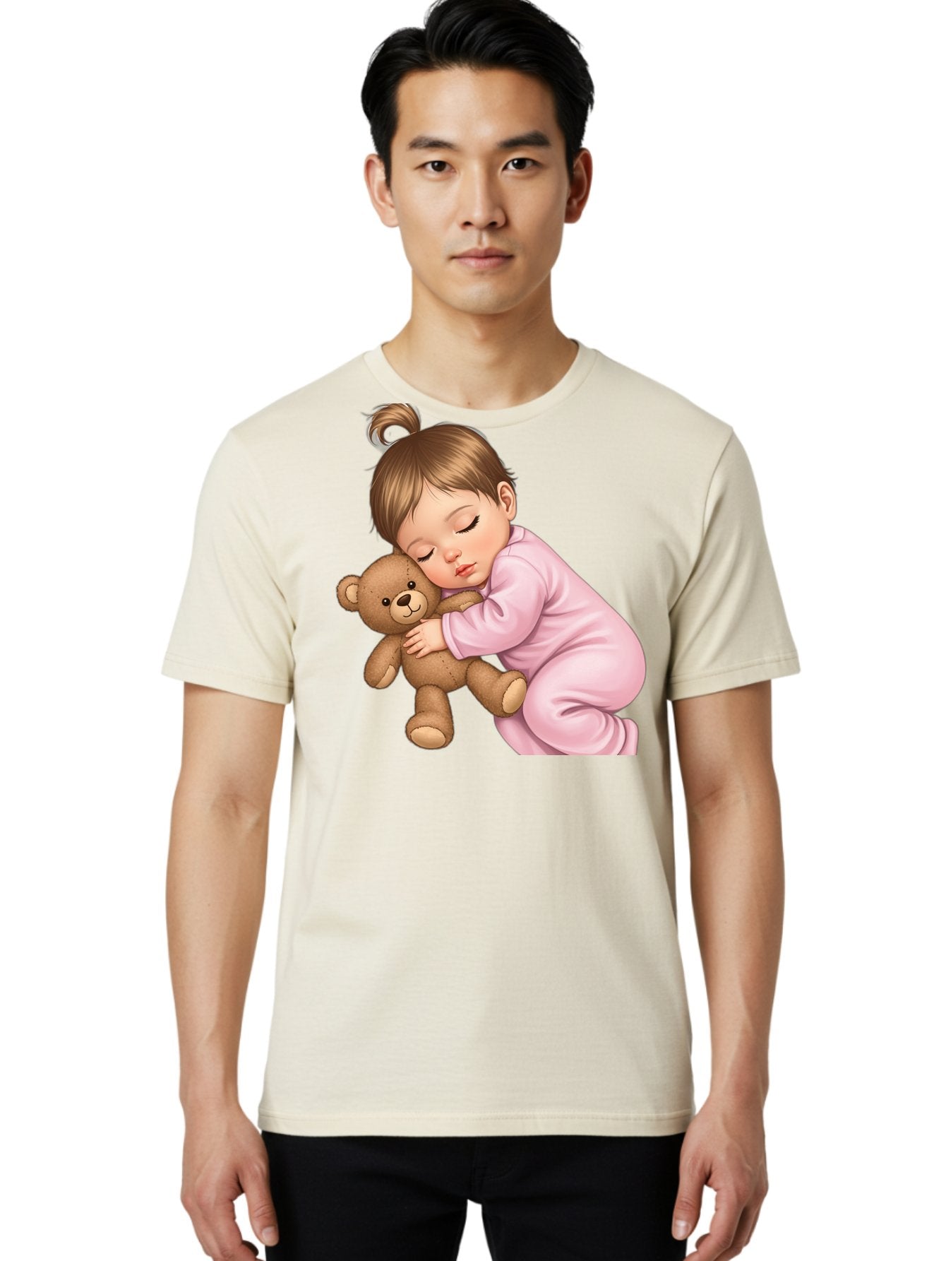 Sleeping-Baby-With-Teddy Men'S Graphic Tee, 100% Cotton, Comfortable Casual Summer Wear, Machine Washable, Vintage Camera, Old Camera, Antique Camera, Black Camera, Classic Photography, Photography Equipment, Nostalgic Device, Film Camera, Bal331 18