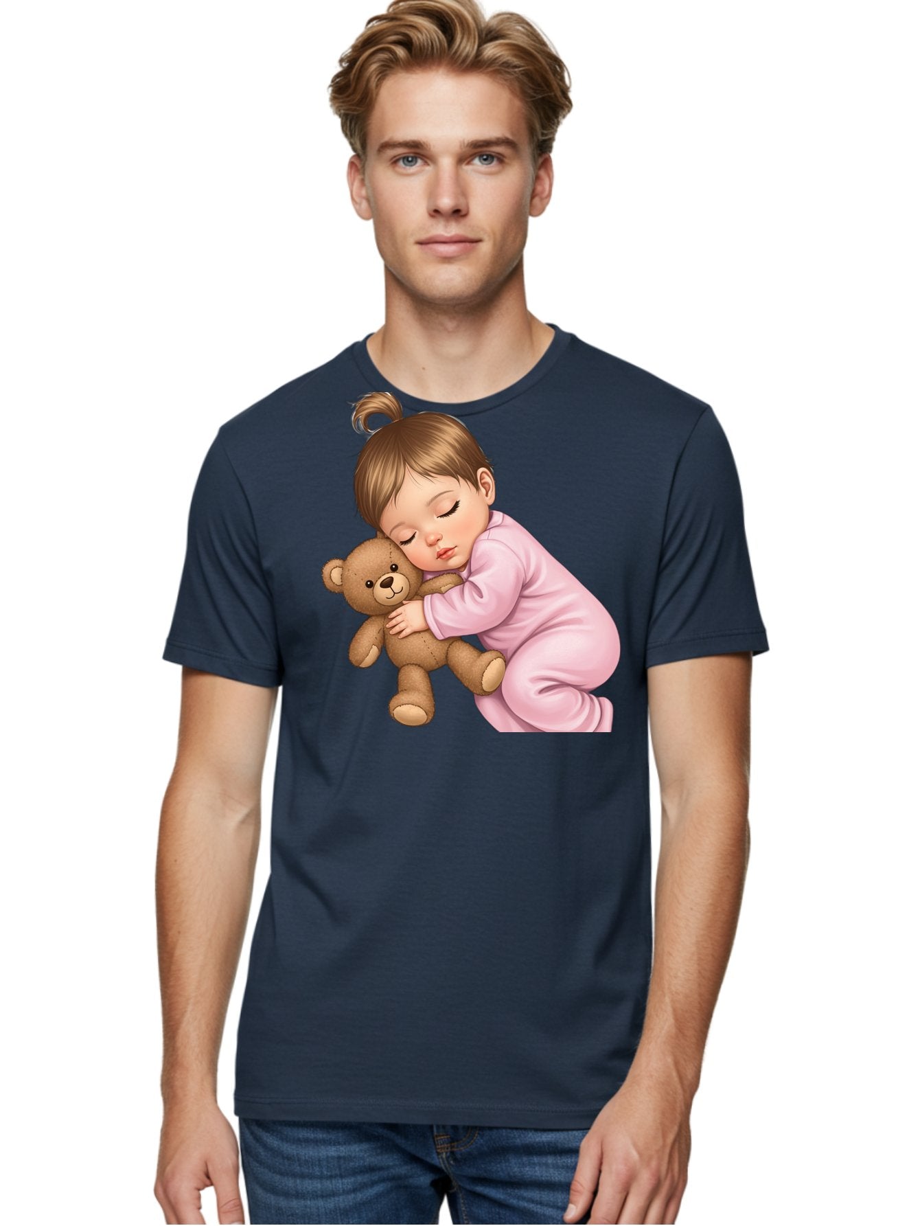 Sleeping-Baby-With-Teddy Men'S Graphic Tee, 100% Cotton, Comfortable Casual Summer Wear, Machine Washable, Vintage Camera, Old Camera, Antique Camera, Black Camera, Classic Photography, Photography Equipment, Nostalgic Device, Film Camera, Bal331 23