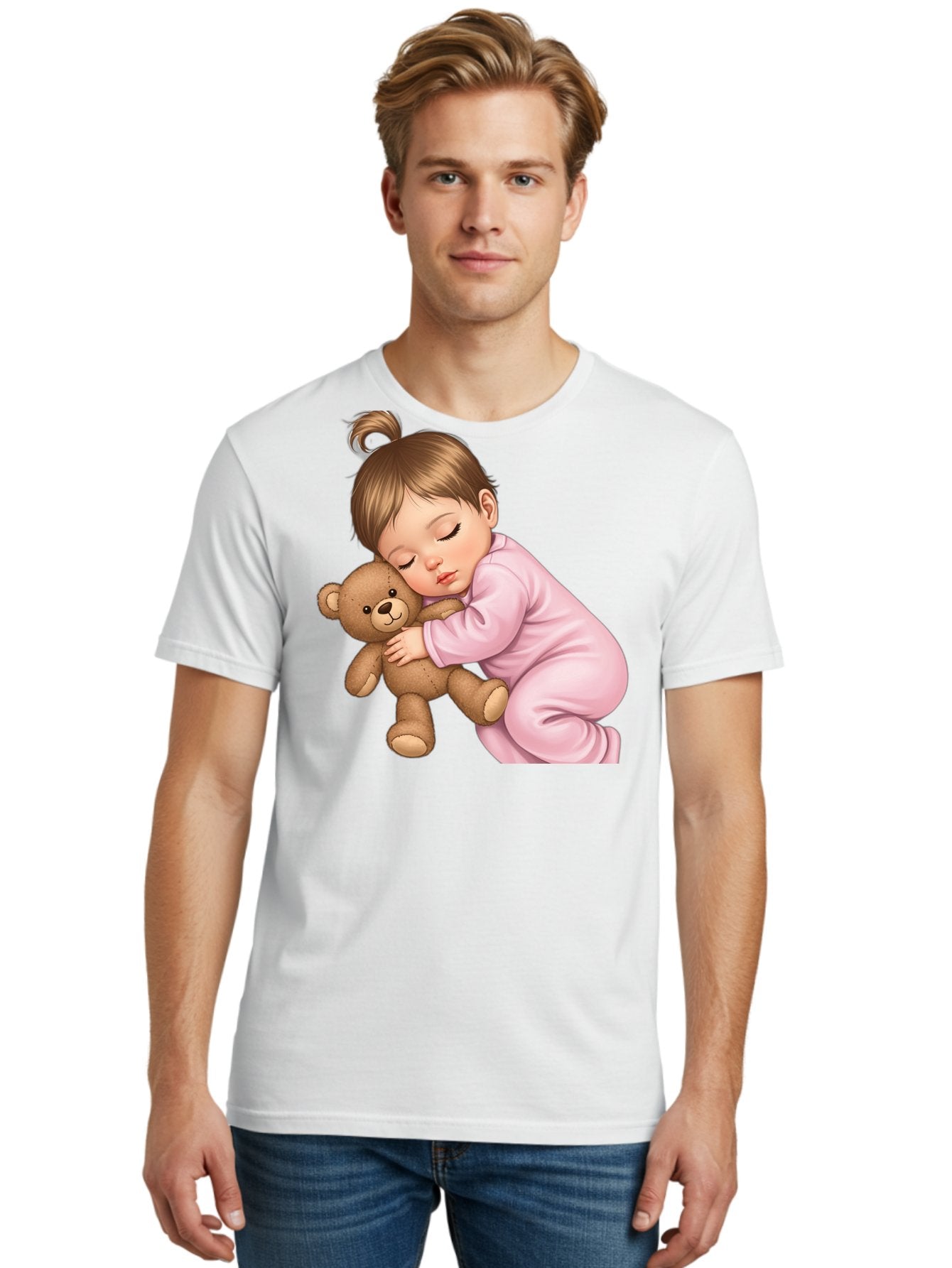 Sleeping-Baby-With-Teddy Men'S Graphic Tee, 100% Cotton, Comfortable Casual Summer Wear, Machine Washable, Vintage Camera, Old Camera, Antique Camera, Black Camera, Classic Photography, Photography Equipment, Nostalgic Device, Film Camera, Bal331 16