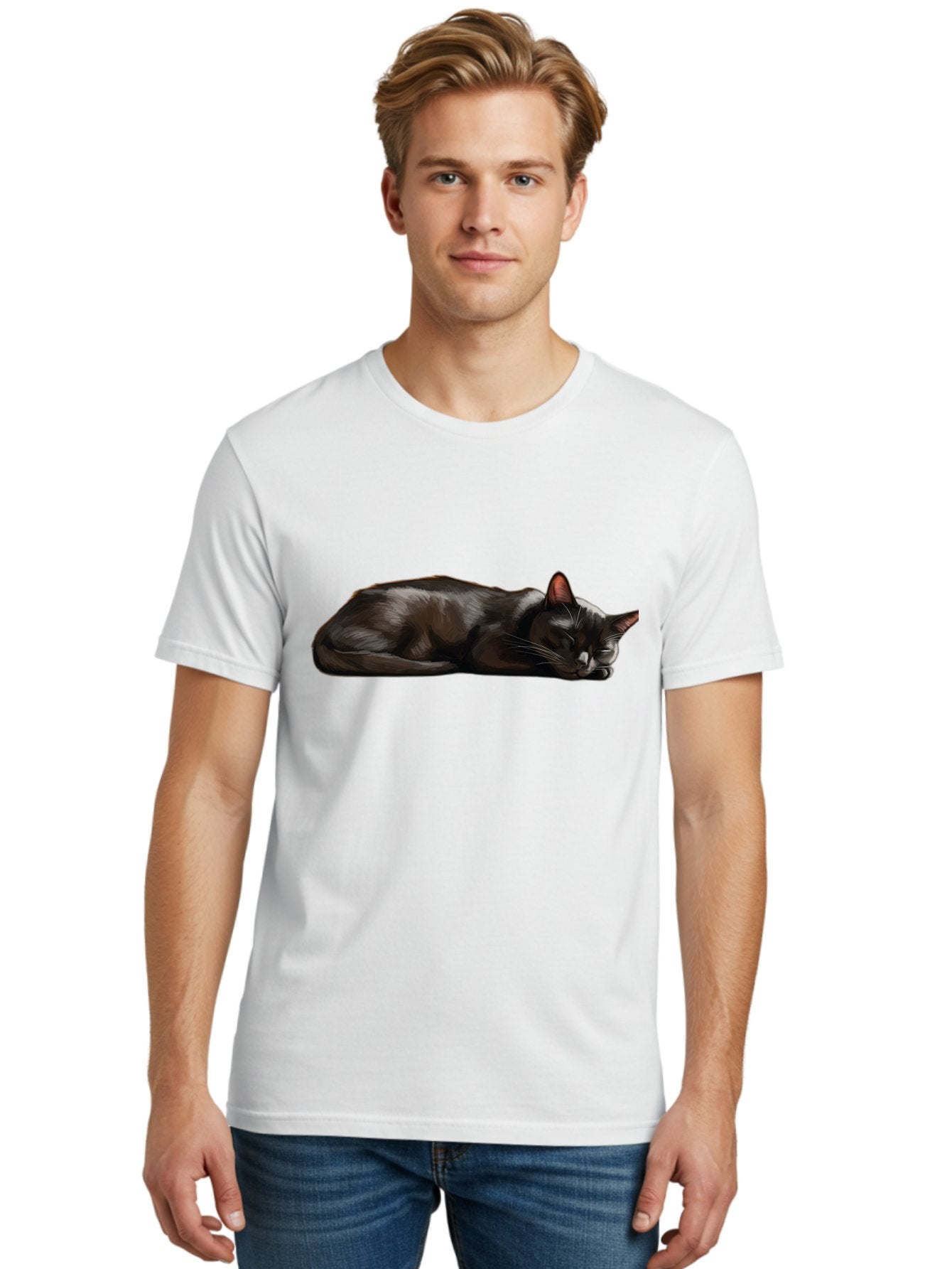 Sleeping-Black-Cat Men'S Graphic Tee, 100% Cotton, Comfortable Casual Summer Wear, Machine Washable, Vintage Camera, Old Camera, Antique Camera, Black Camera, Classic Photography, Photography Equipment, Nostalgic Device, Film Camera, Bal334 26