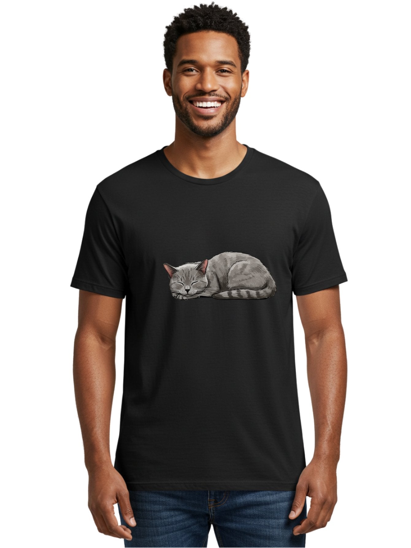 Sleeping-Cat-1 Men'S Graphic Tee, 100% Cotton, Comfortable Casual Summer Wear, Machine Washable, Vintage Camera, Old Camera, Antique Camera, Black Camera, Classic Photography, Photography Equipment, Nostalgic Device, Film Camera, Camera Art Bal336 26