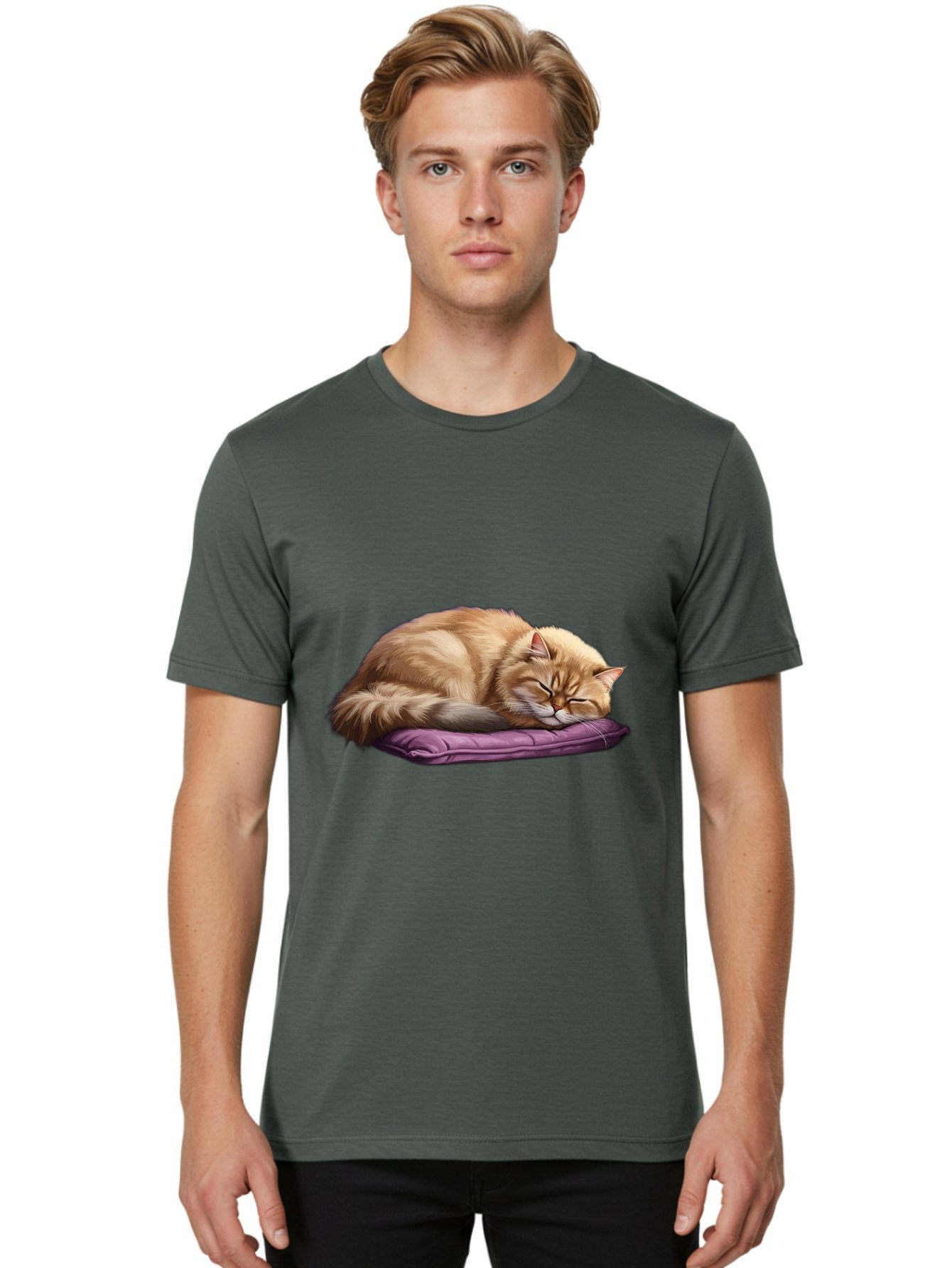 Sleeping-Orange-Cat-1 Men'S Graphic Tee, 100% Cotton, Comfortable Casual Summer Wear, Machine Washable, Vintage Camera, Old Camera, Antique Camera, Black Camera, Classic Photography, Photography Equipment, Nostalgic Device, Film Camera, Bal347 25