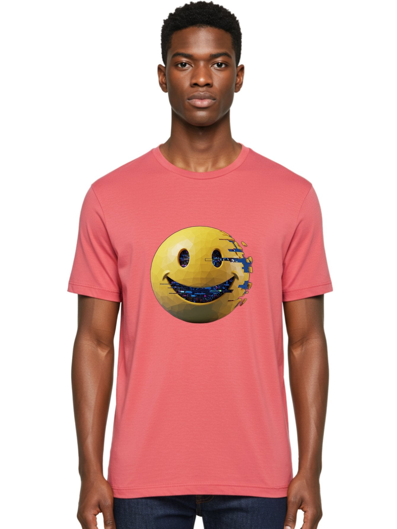 Smiley-Face-Glitch Men'S Graphic Tee, 100% Cotton, Comfortable Casual Summer Wear, Machine Washable, Vintage Camera, Old Camera, Antique Camera, Black Camera, Classic Photography, Photography Equipment, Nostalgic Device, Film Camera, Bal357 17