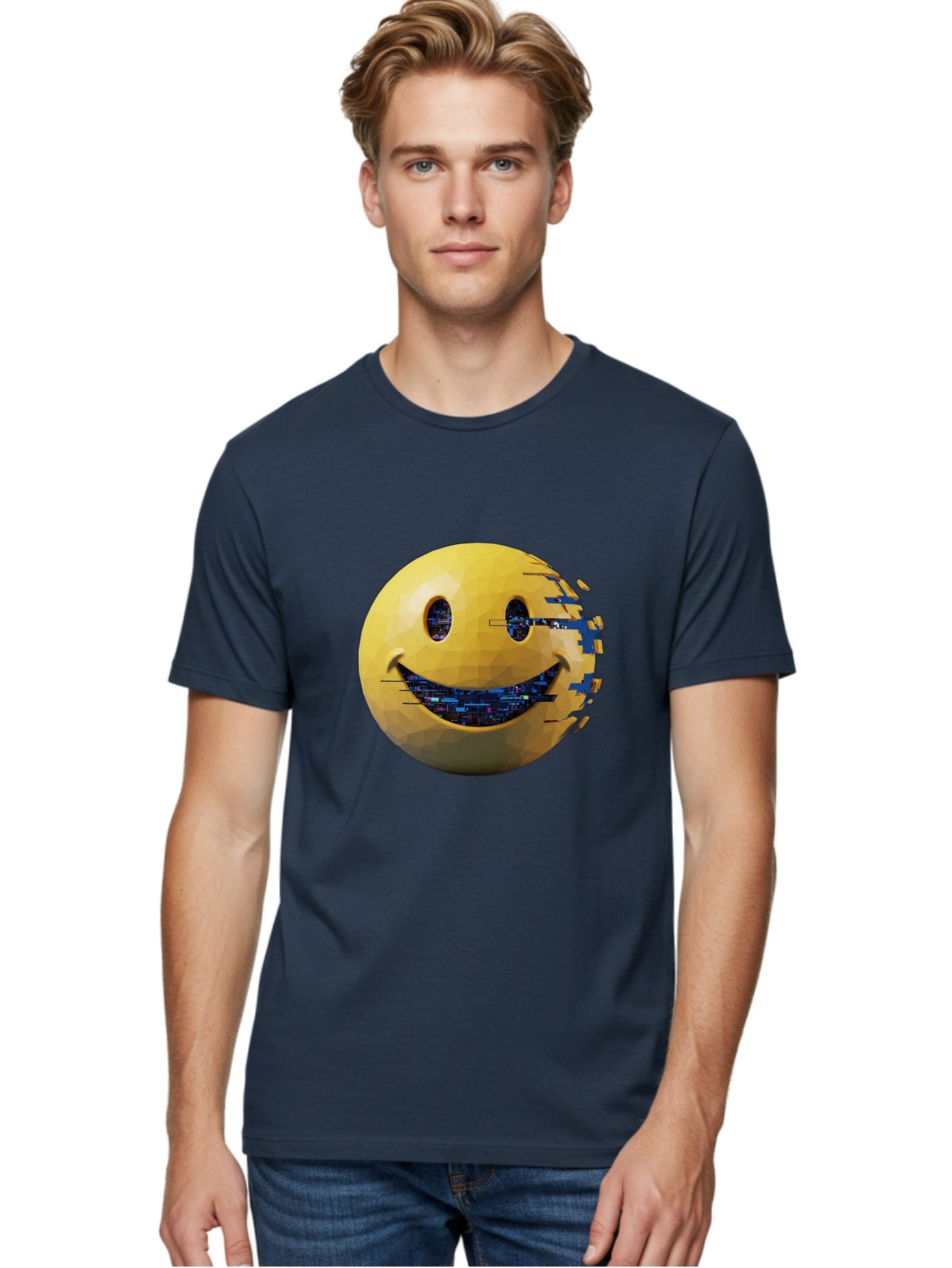 Smiley-Face-Glitch Men'S Graphic Tee, 100% Cotton, Comfortable Casual Summer Wear, Machine Washable, Vintage Camera, Old Camera, Antique Camera, Black Camera, Classic Photography, Photography Equipment, Nostalgic Device, Film Camera, Bal357 28