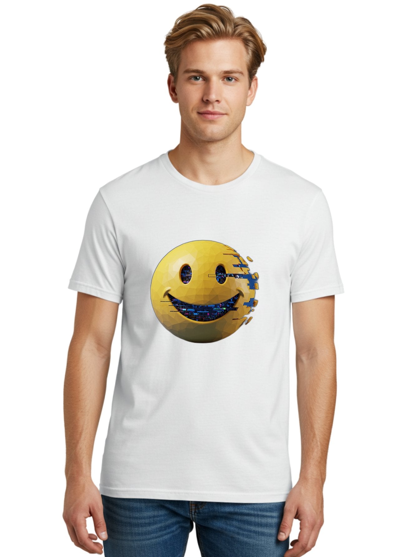 Smiley-Face-Glitch Men'S Graphic Tee, 100% Cotton, Comfortable Casual Summer Wear, Machine Washable, Vintage Camera, Old Camera, Antique Camera, Black Camera, Classic Photography, Photography Equipment, Nostalgic Device, Film Camera, Bal357 16