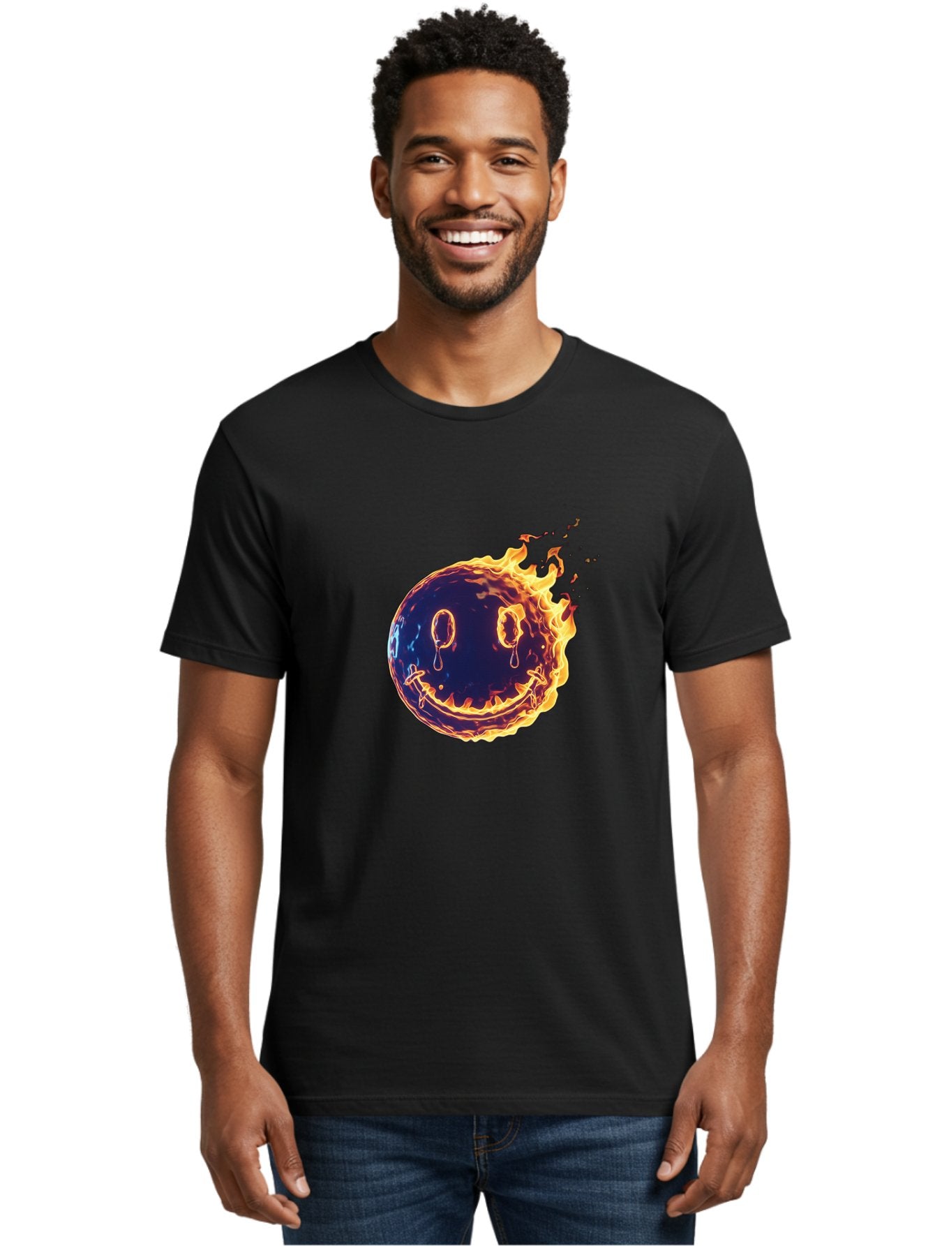 Smiley-Face-On-Fire Men'S Graphic Tee, 100% Cotton, Comfortable Casual Summer Wear, Machine Washable, Vintage Camera, Old Camera, Antique Camera, Black Camera, Classic Photography, Photography Equipment, Nostalgic Device, Film Camera, Bal358 18