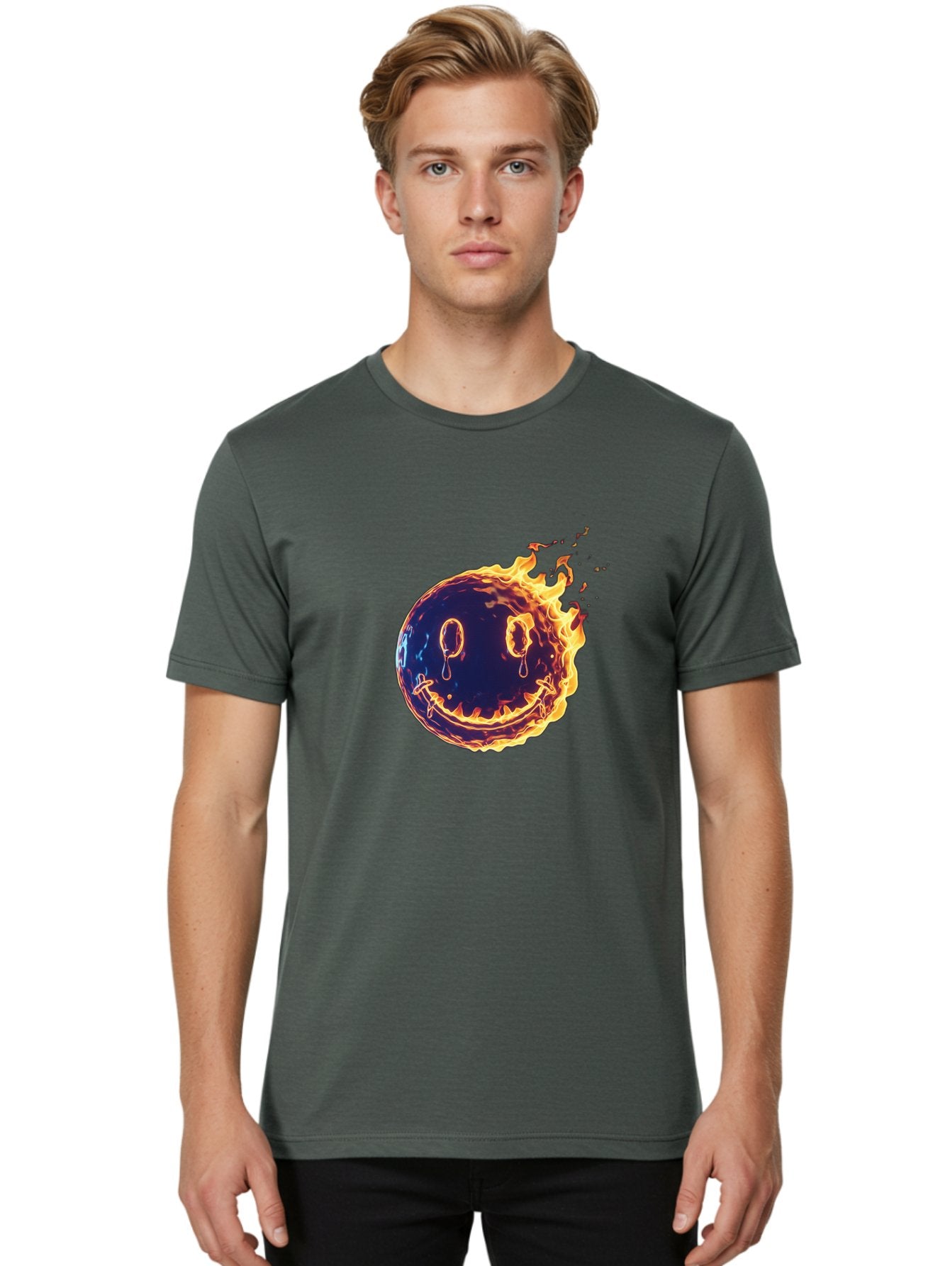 Smiley-Face-On-Fire Men'S Graphic Tee, 100% Cotton, Comfortable Casual Summer Wear, Machine Washable, Vintage Camera, Old Camera, Antique Camera, Black Camera, Classic Photography, Photography Equipment, Nostalgic Device, Film Camera, Bal358 19