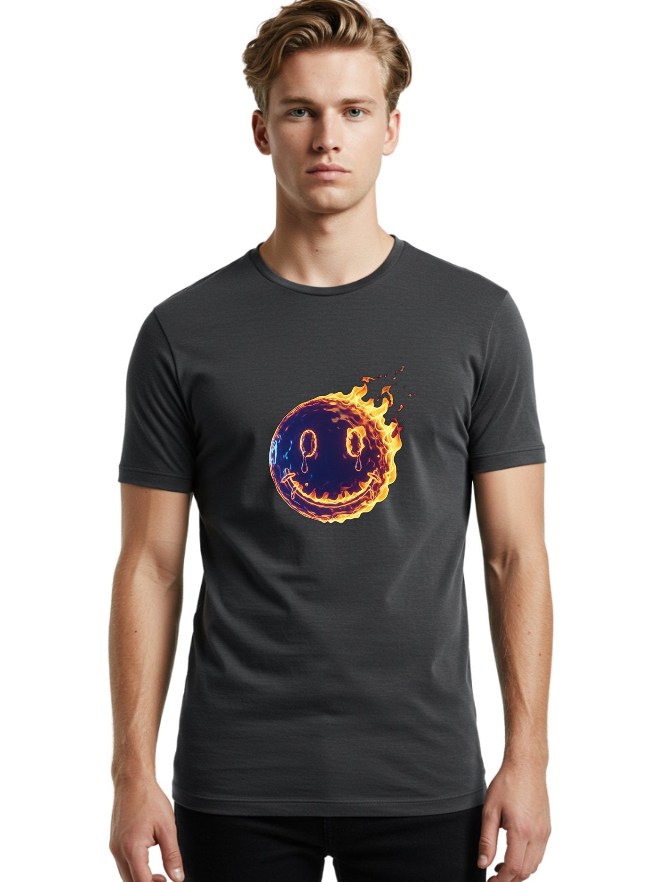 Smiley-Face-On-Fire Men'S Graphic Tee, 100% Cotton, Comfortable Casual Summer Wear, Machine Washable, Vintage Camera, Old Camera, Antique Camera, Black Camera, Classic Photography, Photography Equipment, Nostalgic Device, Film Camera, Bal358 28