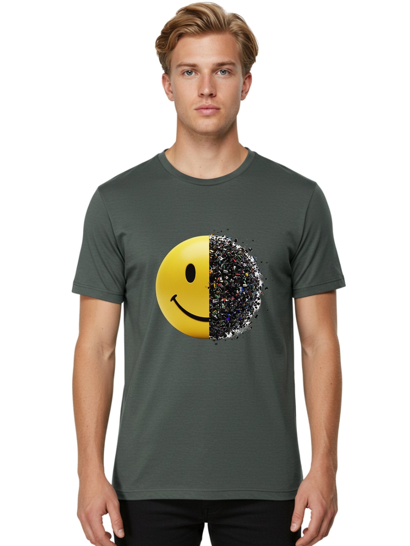 Smiley-Face-Pollution Men'S Graphic Tee, 100% Cotton, Comfortable Casual Summer Wear, Machine Washable, Vintage Camera, Old Camera, Antique Camera, Black Camera, Classic Photography, Photography Equipment, Nostalgic Device, Film Camera, Bal359 26