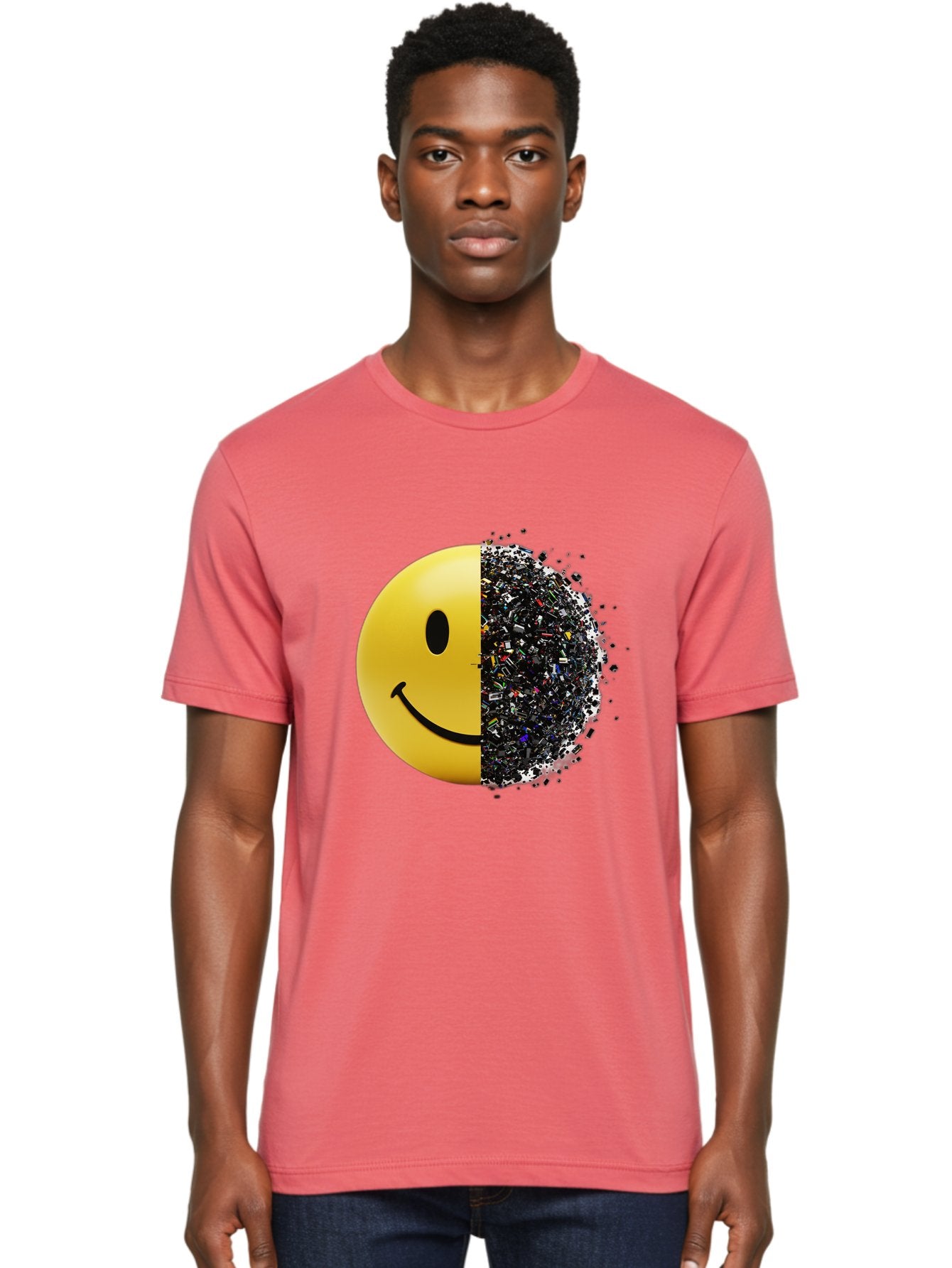 Smiley-Face-Pollution Men'S Graphic Tee, 100% Cotton, Comfortable Casual Summer Wear, Machine Washable, Vintage Camera, Old Camera, Antique Camera, Black Camera, Classic Photography, Photography Equipment, Nostalgic Device, Film Camera, Bal359 20