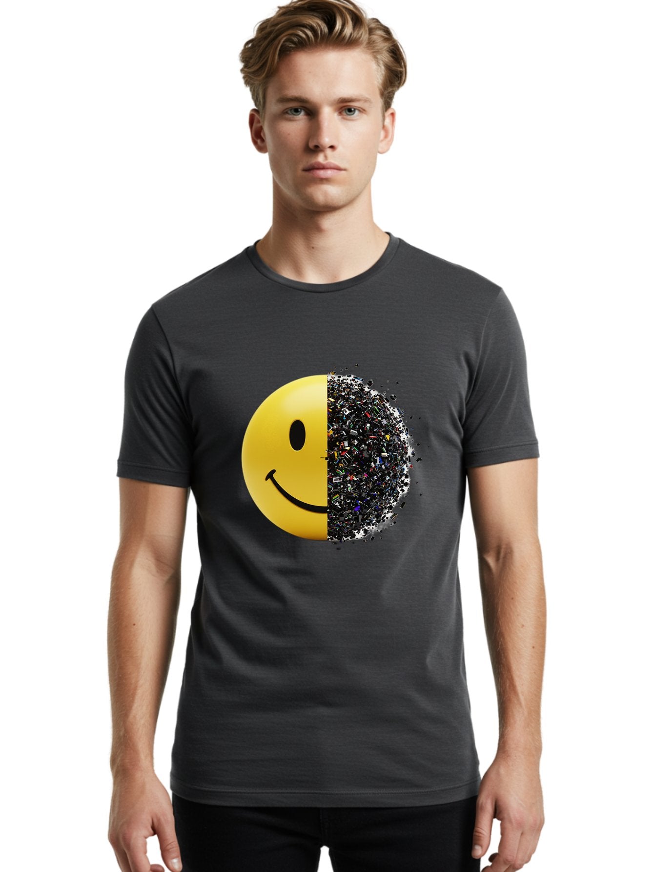 Smiley-Face-Pollution Men'S Graphic Tee, 100% Cotton, Comfortable Casual Summer Wear, Machine Washable, Vintage Camera, Old Camera, Antique Camera, Black Camera, Classic Photography, Photography Equipment, Nostalgic Device, Film Camera, Bal359 28