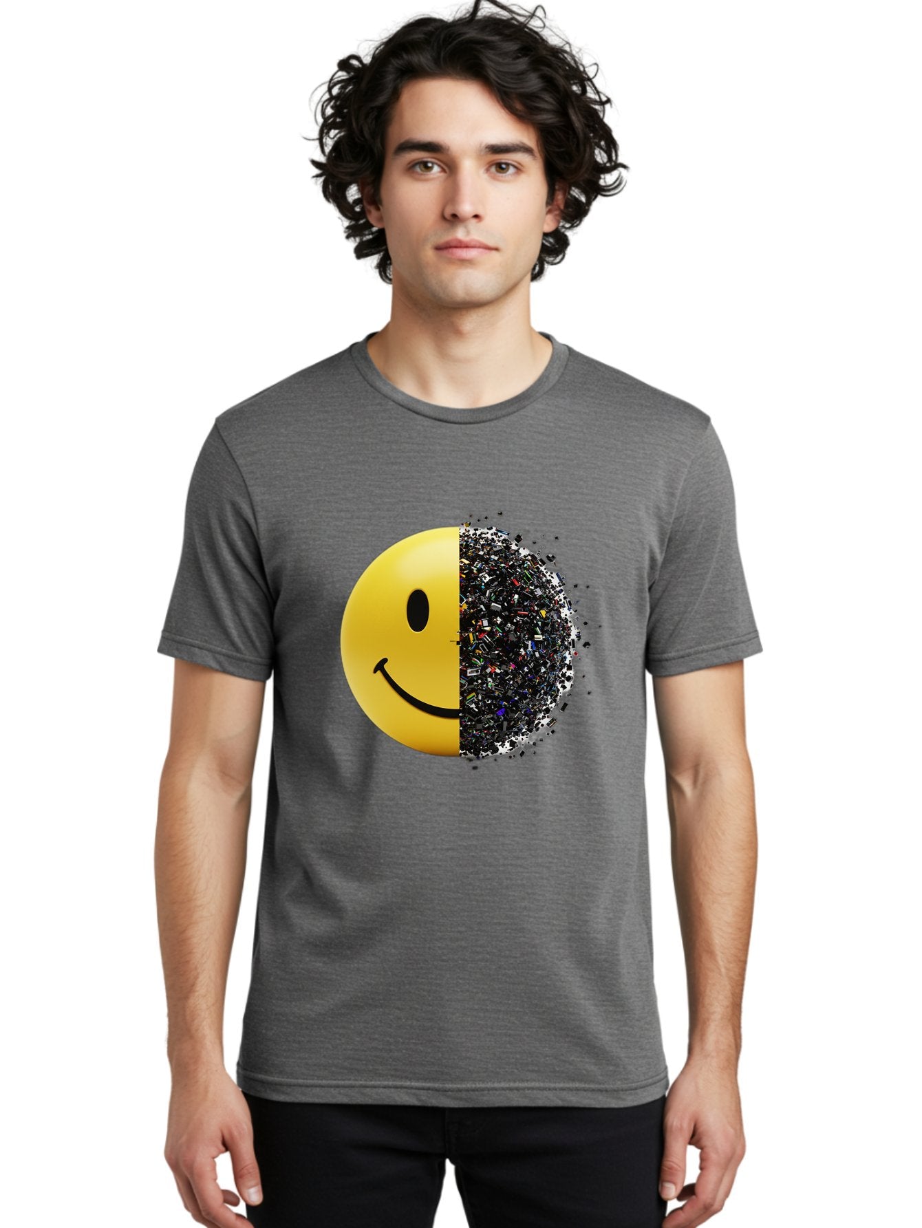 Smiley-Face-Pollution Men'S Graphic Tee, 100% Cotton, Comfortable Casual Summer Wear, Machine Washable, Vintage Camera, Old Camera, Antique Camera, Black Camera, Classic Photography, Photography Equipment, Nostalgic Device, Film Camera, Bal359 18