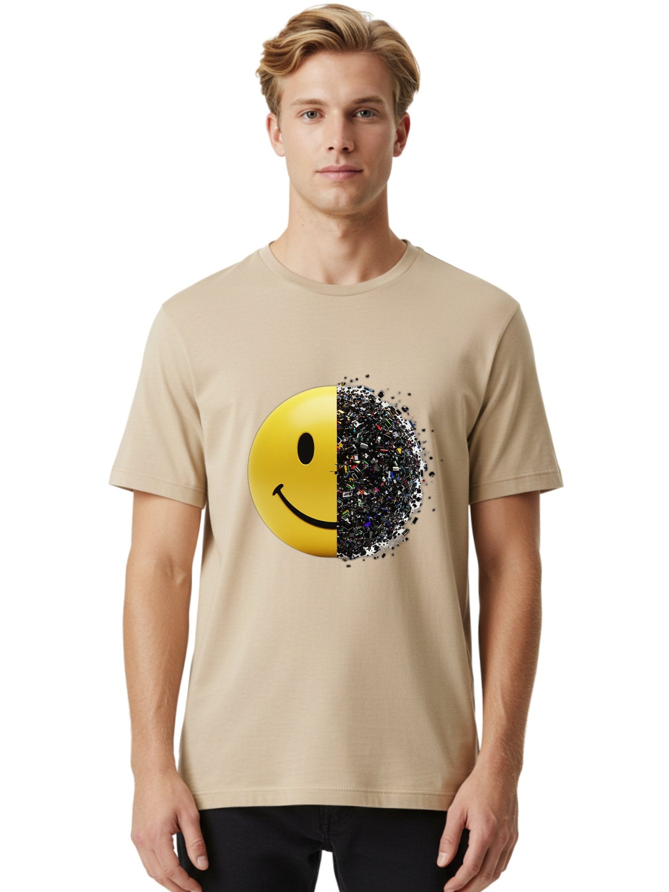 Smiley-Face-Pollution Men'S Graphic Tee, 100% Cotton, Comfortable Casual Summer Wear, Machine Washable, Vintage Camera, Old Camera, Antique Camera, Black Camera, Classic Photography, Photography Equipment, Nostalgic Device, Film Camera, Bal359 24