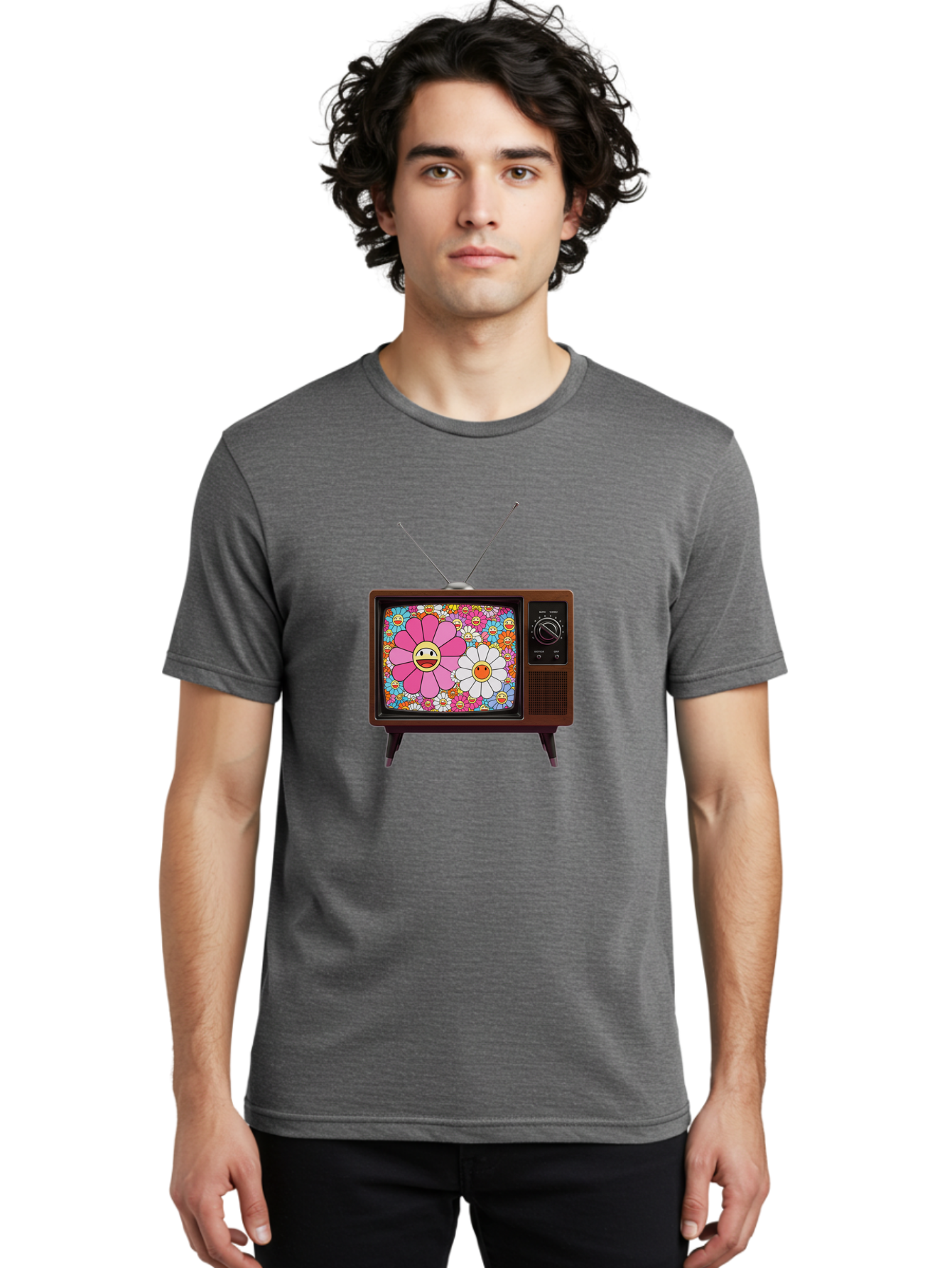 Smiley-Flowers-Tv Men'S Graphic Tee, 100% Cotton, Comfortable Casual Summer Wear, Machine Washable, Vintage Camera, Old Camera, Antique Camera, Black Camera, Classic Photography, Photography Equipment, Nostalgic Device, Film Camera, Camera Art Bal361 17