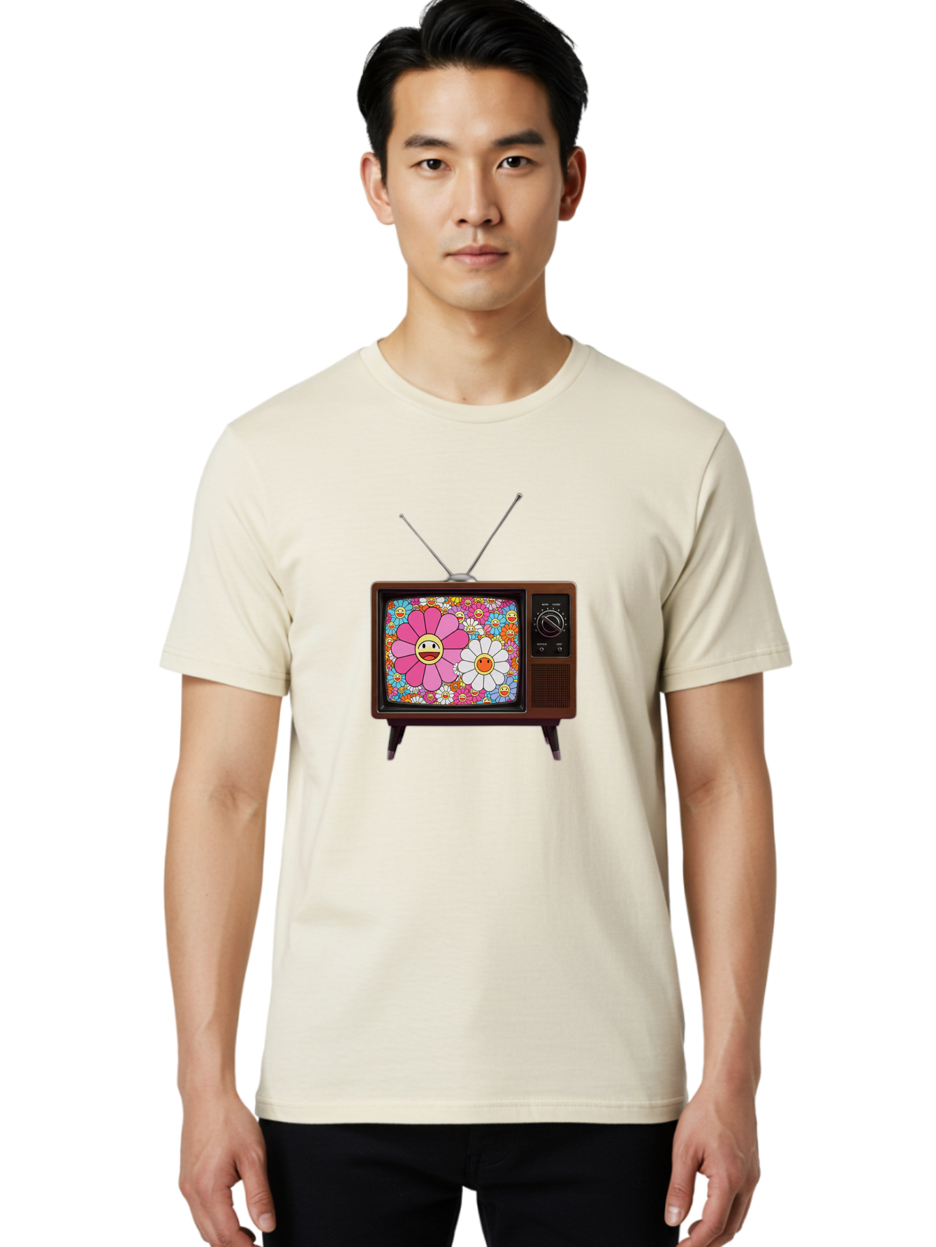 Smiley-Flowers-Tv Men'S Graphic Tee, 100% Cotton, Comfortable Casual Summer Wear, Machine Washable, Vintage Camera, Old Camera, Antique Camera, Black Camera, Classic Photography, Photography Equipment, Nostalgic Device, Film Camera, Camera Art Bal361 18