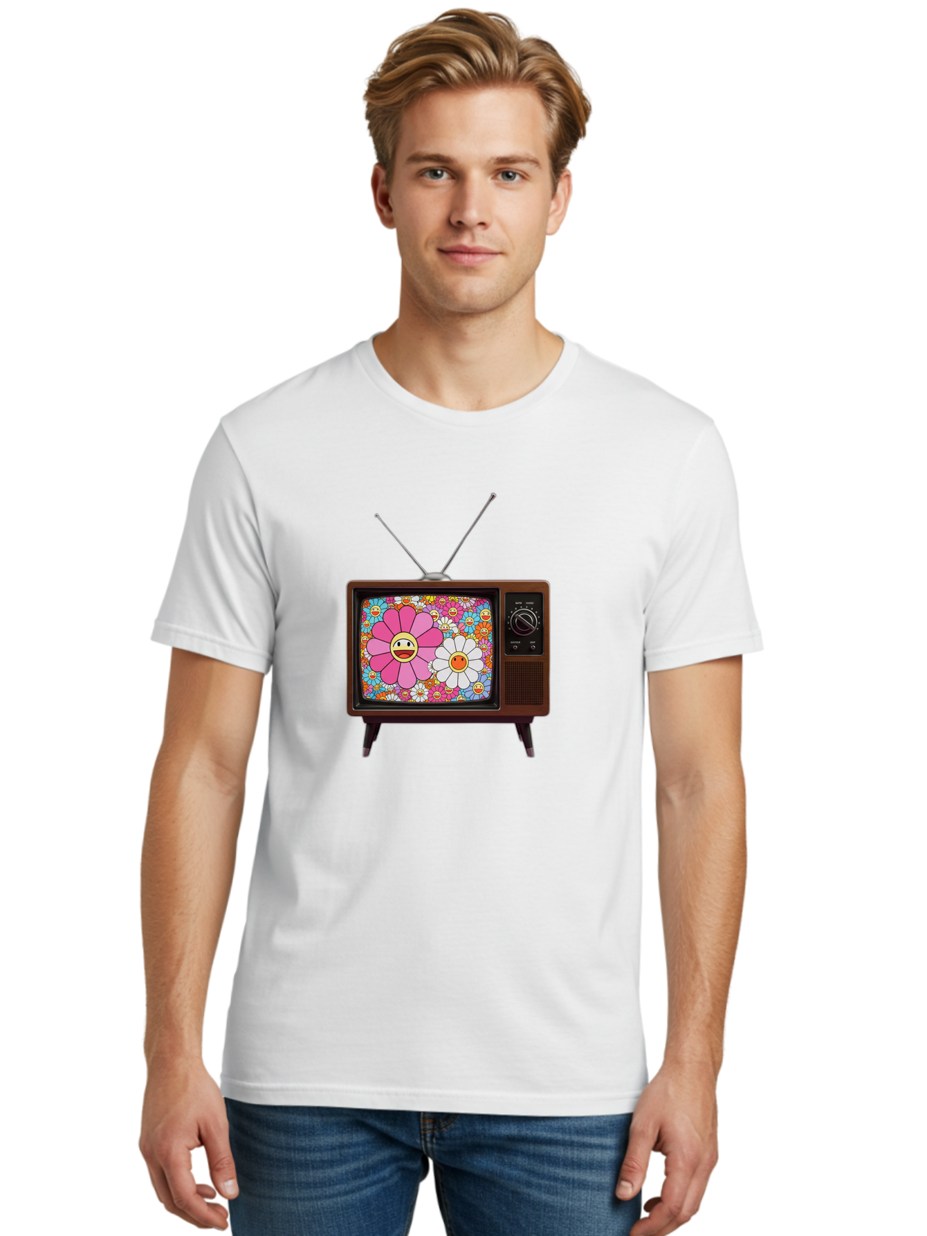 Smiley-Flowers-Tv Men'S Graphic Tee, 100% Cotton, Comfortable Casual Summer Wear, Machine Washable, Vintage Camera, Old Camera, Antique Camera, Black Camera, Classic Photography, Photography Equipment, Nostalgic Device, Film Camera, Camera Art Bal361 27