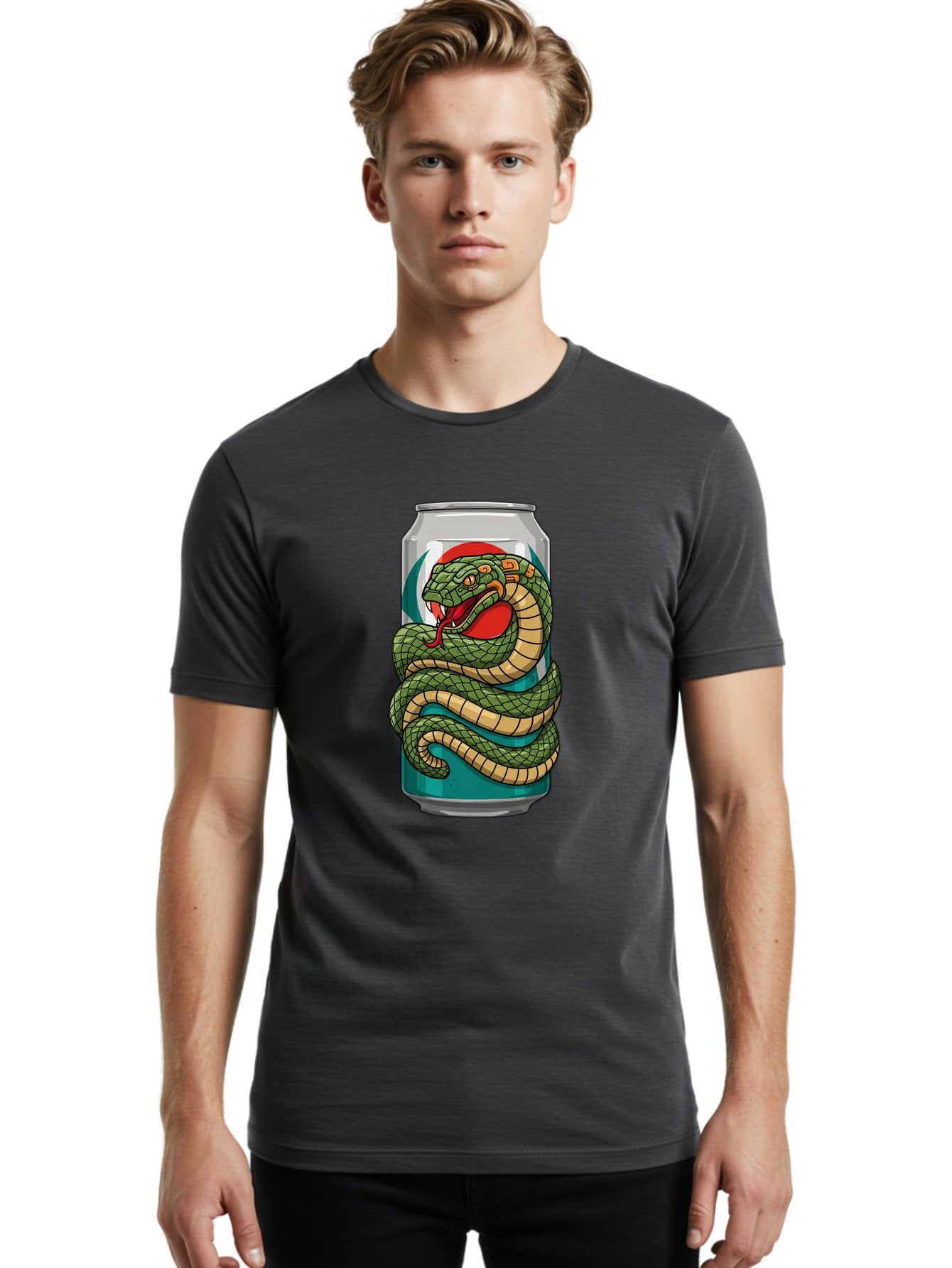 Snake-Energy-Drink-Can Men'S Graphic Tee, 100% Cotton, Comfortable Casual Summer Wear, Machine Washable, Vintage Camera, Old Camera, Antique Camera, Black Camera, Classic Photography, Photography Equipment, Nostalgic Device, Film Camera, Bal374 30