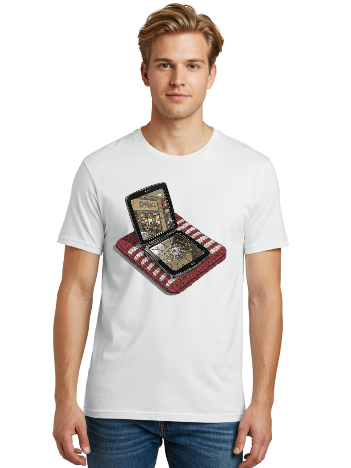 Sppiance-Broken-Phone Men'S Graphic Tee, 100% Cotton, Comfortable Casual Summer Wear, Machine Washable, Vintage Camera, Old Camera, Antique Camera, Black Camera, Classic Photography, Photography Equipment, Nostalgic Device, Film Camera, Bal388 16