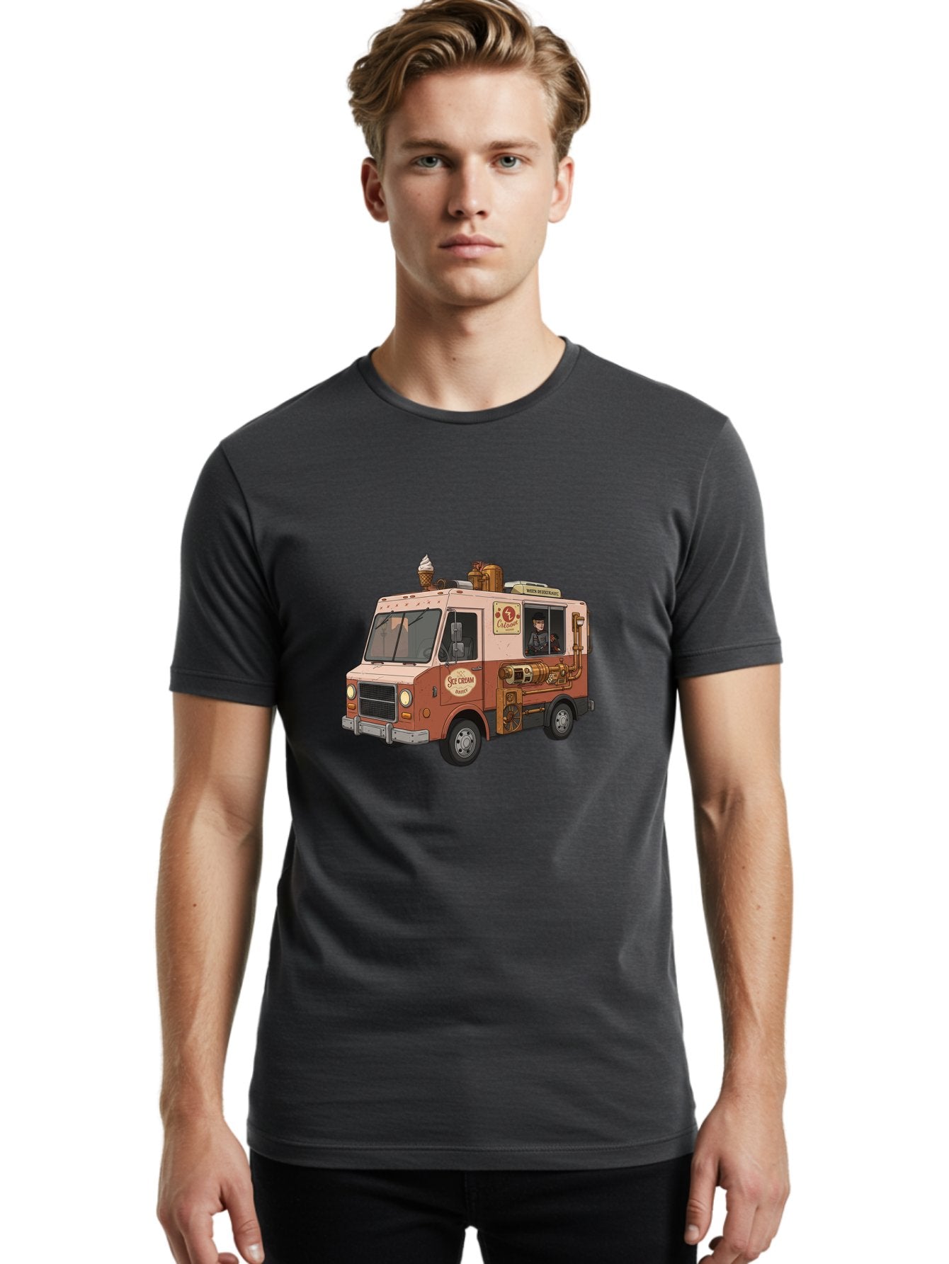 Steam-Ice-Cream Men'S Graphic Tee, 100% Cotton, Comfortable Casual Summer Wear, Machine Washable, Vintage Camera, Old Camera, Antique Camera, Black Camera, Classic Photography, Photography Equipment, Nostalgic Device, Film Camera, Camera Art Bal405 28