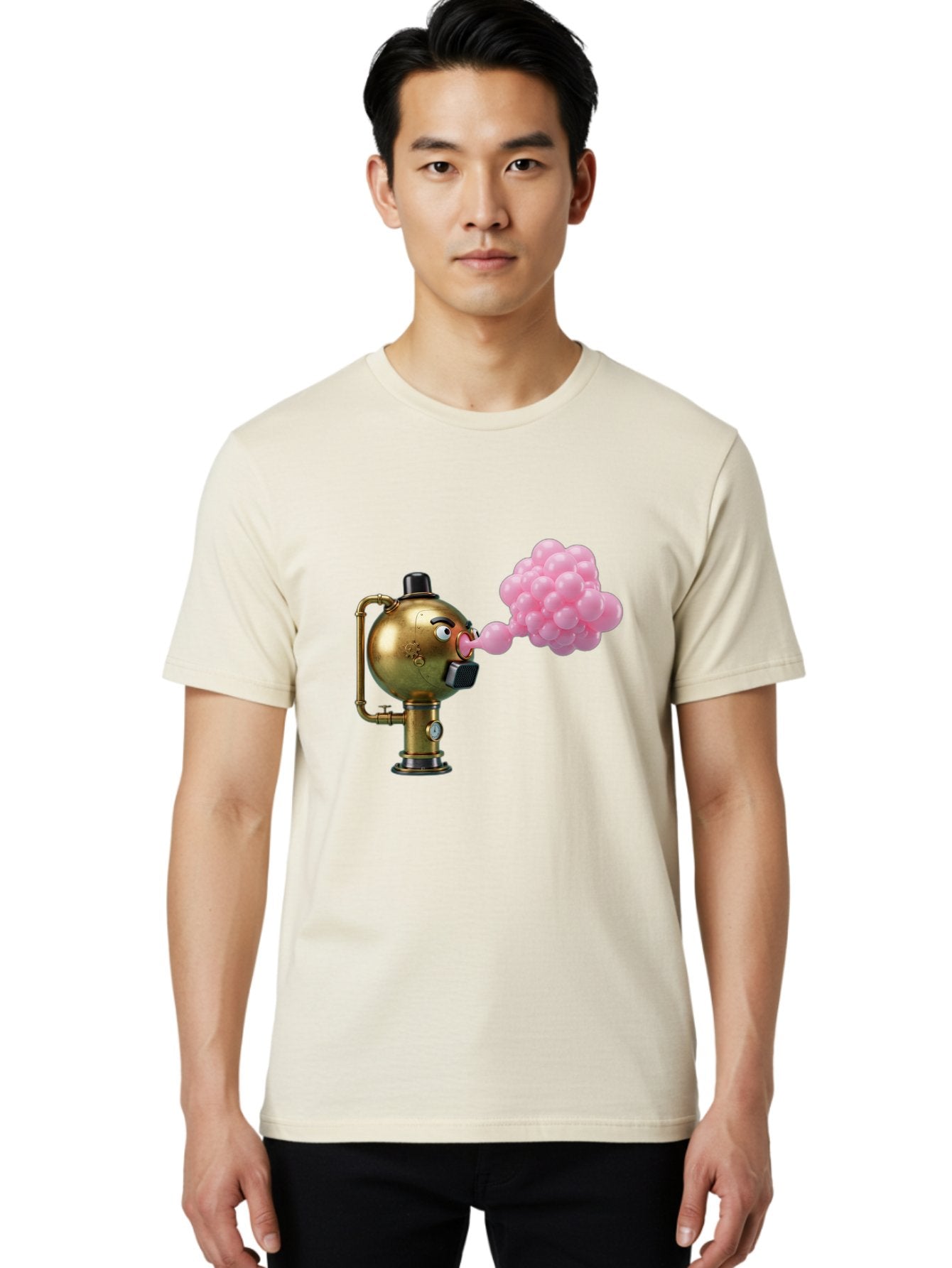 Steampunk-Bubble-Machine Men'S Graphic Tee, 100% Cotton, Comfortable Casual Summer Wear, Machine Washable, Vintage Camera, Old Camera, Antique Camera, Black Camera, Classic Photography, Photography Equipment, Nostalgic Device, Film Camera, Bal408 16