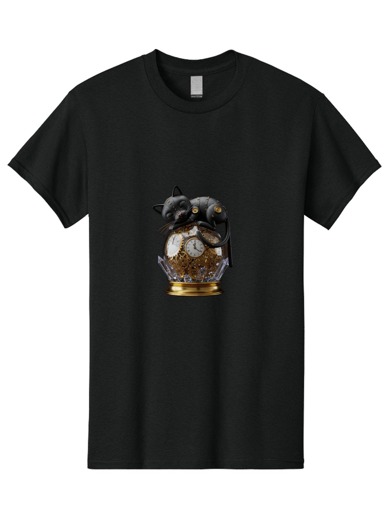 Steampunk-Cat-Clock Men'S Graphic Tee, 100% Cotton, Comfortable Casual Summer Wear, Machine Washable, Vintage Camera, Old Camera, Antique Camera, Black Camera, Classic Photography, Photography Equipment, Nostalgic Device, Film Camera, Bal409 7