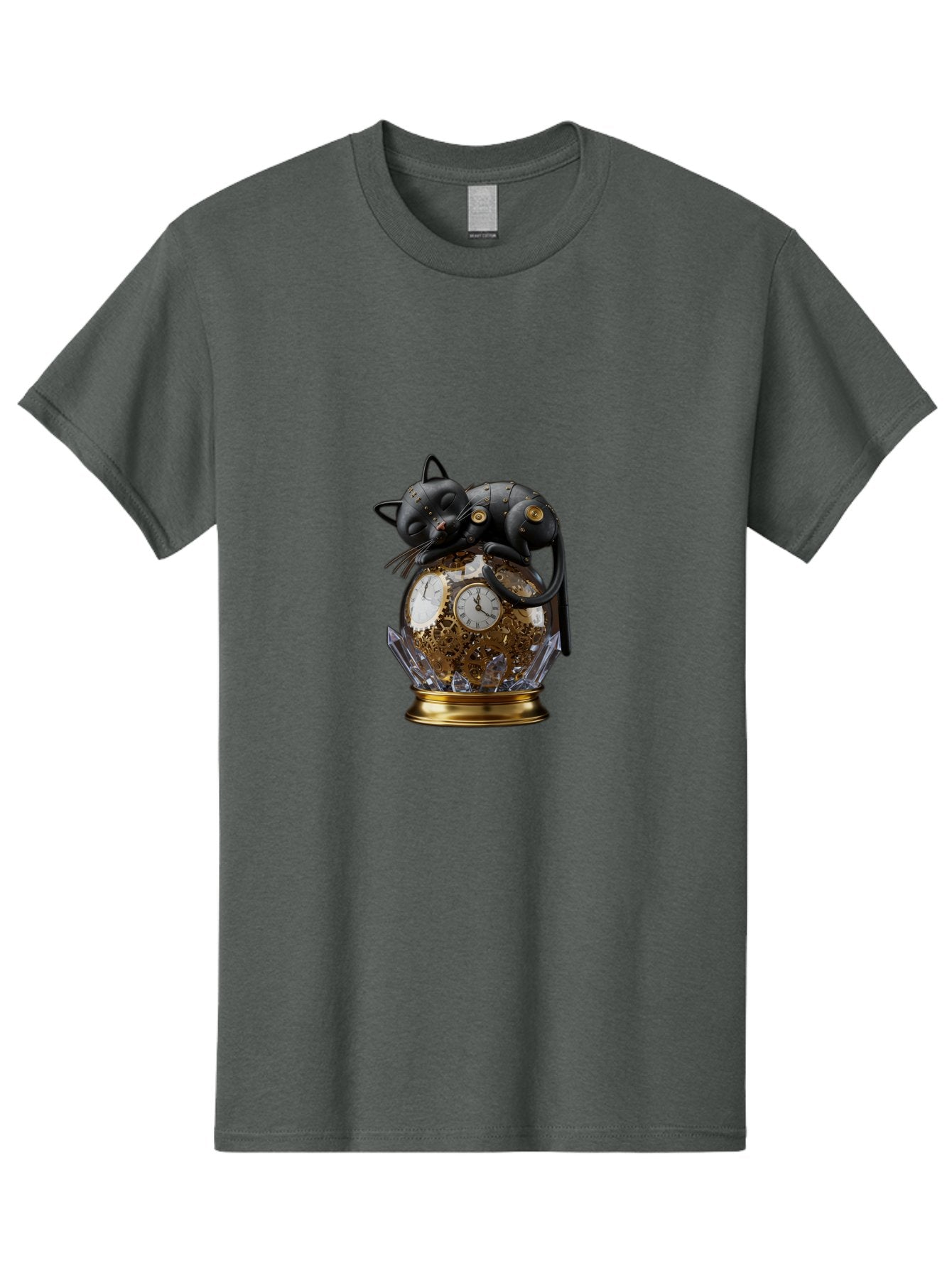 Steampunk-Cat-Clock Men'S Graphic Tee, 100% Cotton, Comfortable Casual Summer Wear, Machine Washable, Vintage Camera, Old Camera, Antique Camera, Black Camera, Classic Photography, Photography Equipment, Nostalgic Device, Film Camera, Bal409 5