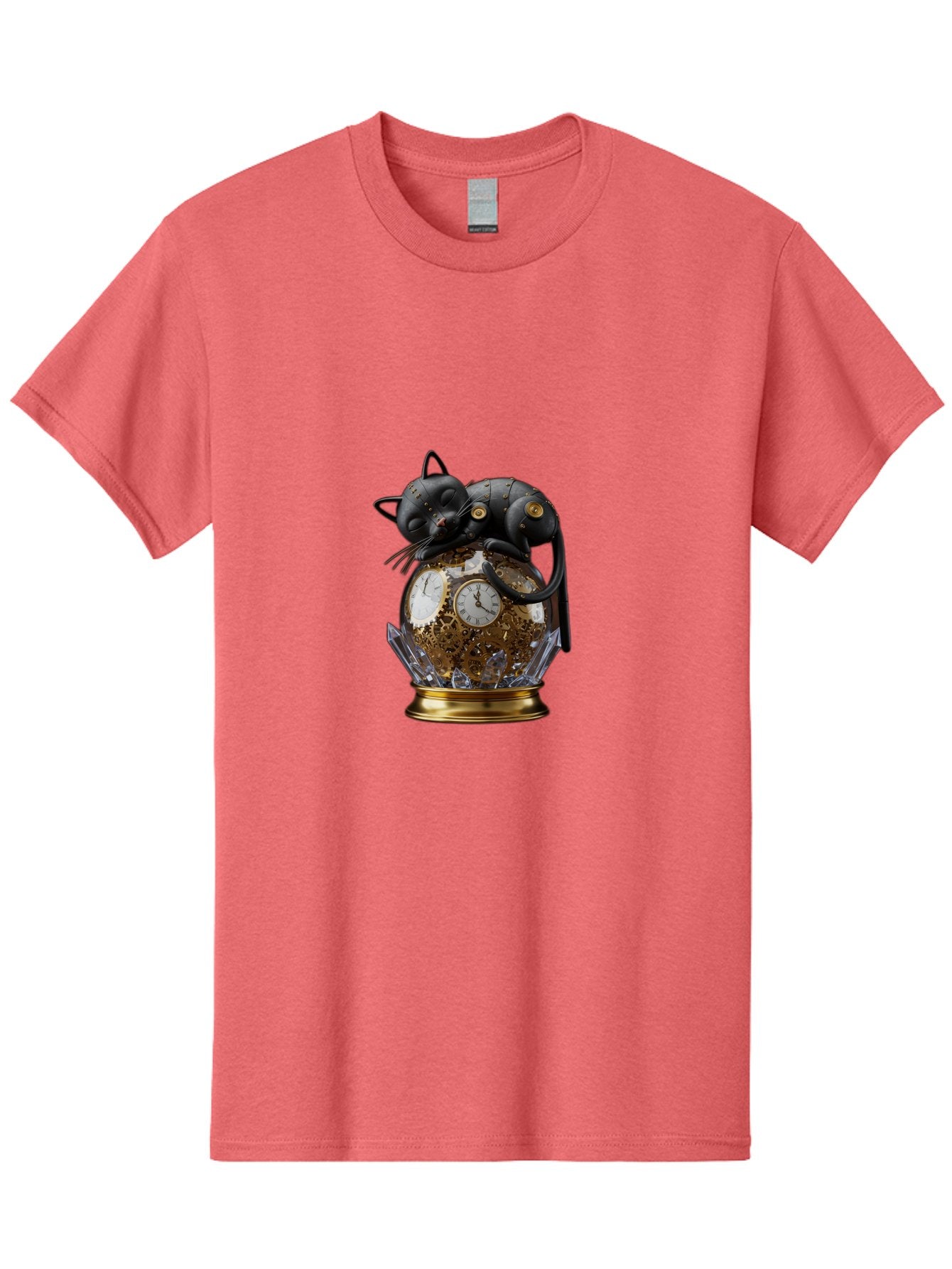 Steampunk-Cat-Clock Men'S Graphic Tee, 100% Cotton, Comfortable Casual Summer Wear, Machine Washable, Vintage Camera, Old Camera, Antique Camera, Black Camera, Classic Photography, Photography Equipment, Nostalgic Device, Film Camera, Bal409 4