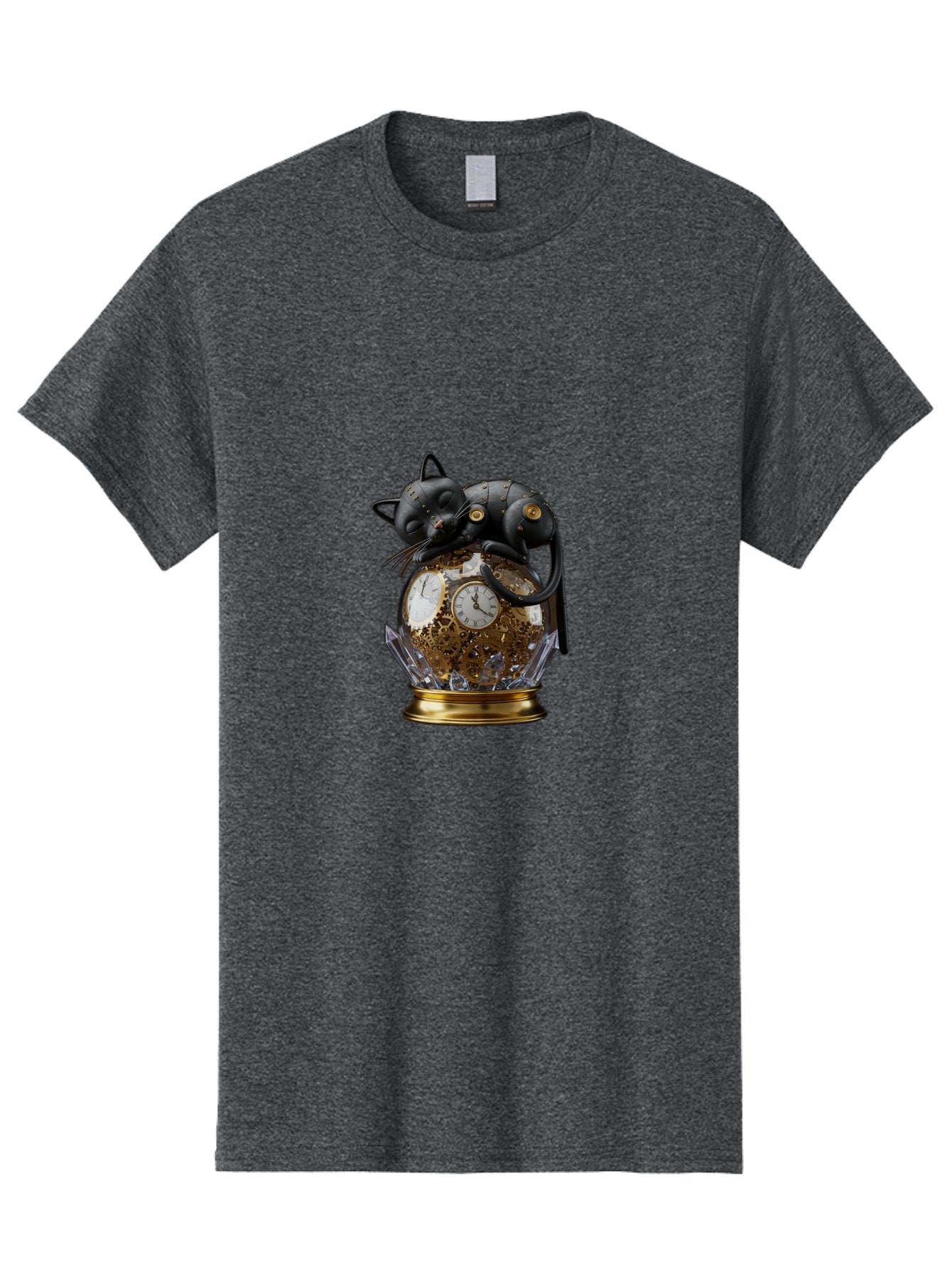 Steampunk-Cat-Clock Men'S Graphic Tee, 100% Cotton, Comfortable Casual Summer Wear, Machine Washable, Vintage Camera, Old Camera, Antique Camera, Black Camera, Classic Photography, Photography Equipment, Nostalgic Device, Film Camera, Bal409 9