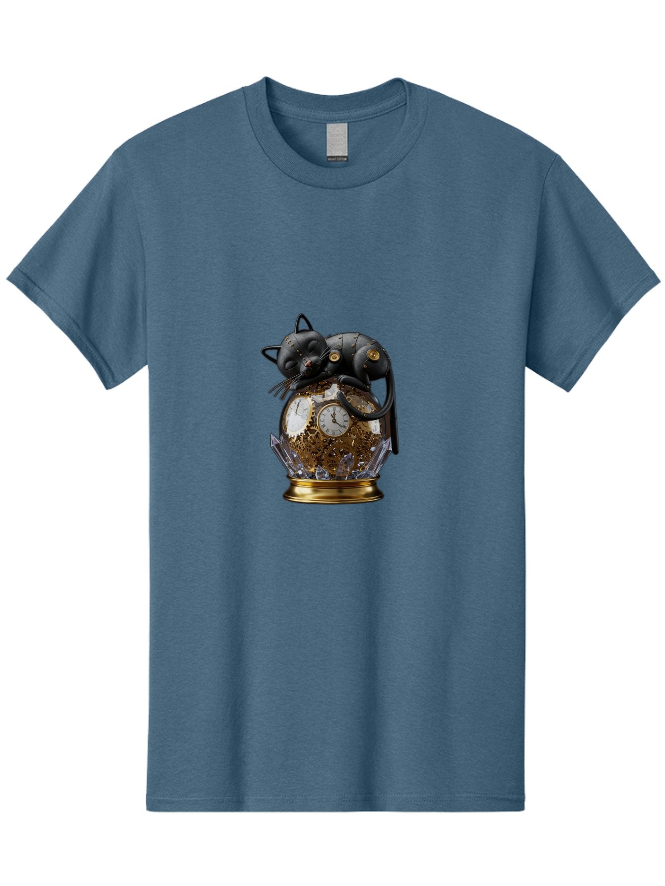 Steampunk-Cat-Clock Men'S Graphic Tee, 100% Cotton, Comfortable Casual Summer Wear, Machine Washable, Vintage Camera, Old Camera, Antique Camera, Black Camera, Classic Photography, Photography Equipment, Nostalgic Device, Film Camera, Bal409 3