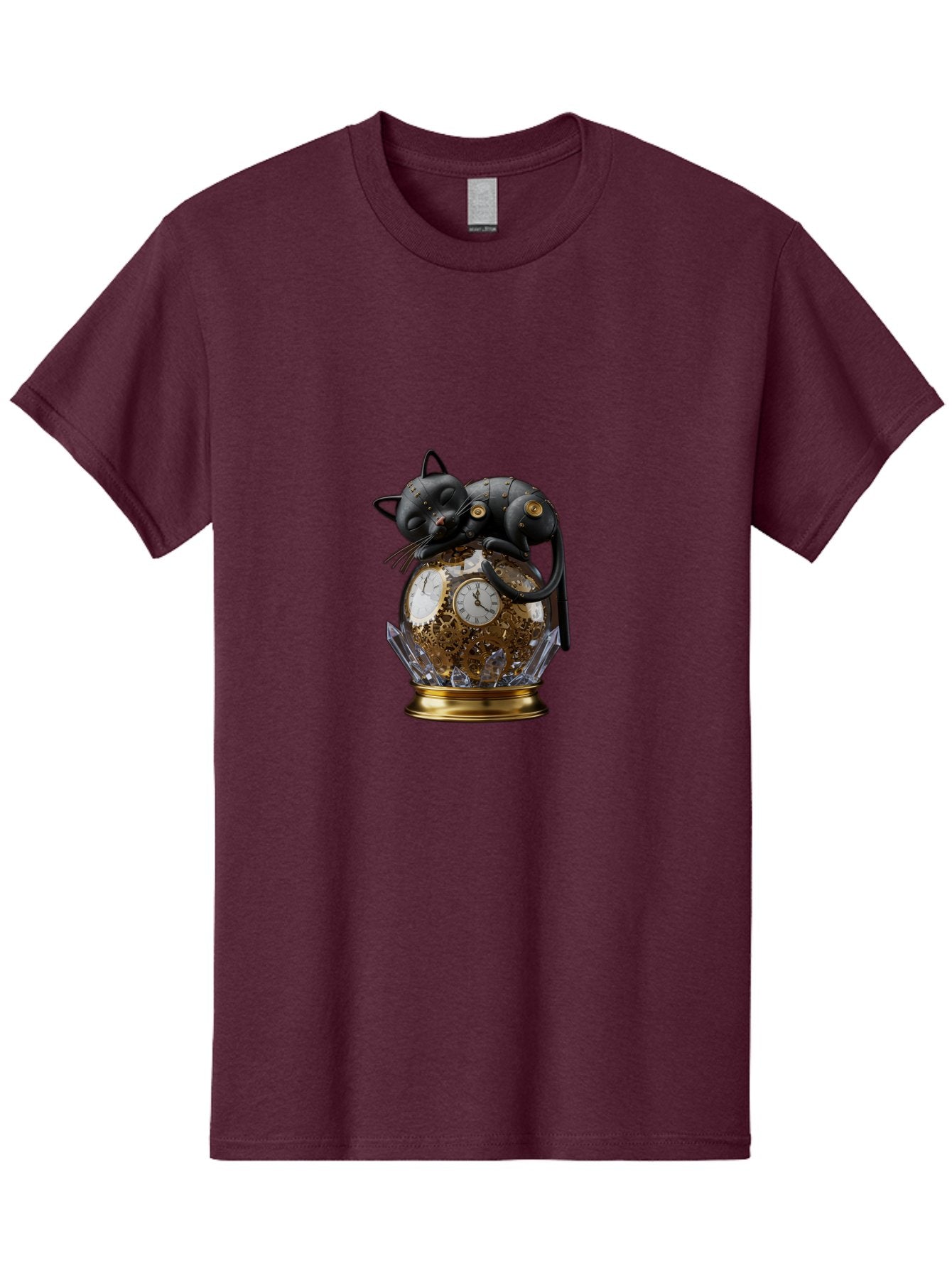 Steampunk-Cat-Clock Men'S Graphic Tee, 100% Cotton, Comfortable Casual Summer Wear, Machine Washable, Vintage Camera, Old Camera, Antique Camera, Black Camera, Classic Photography, Photography Equipment, Nostalgic Device, Film Camera, Bal409 11