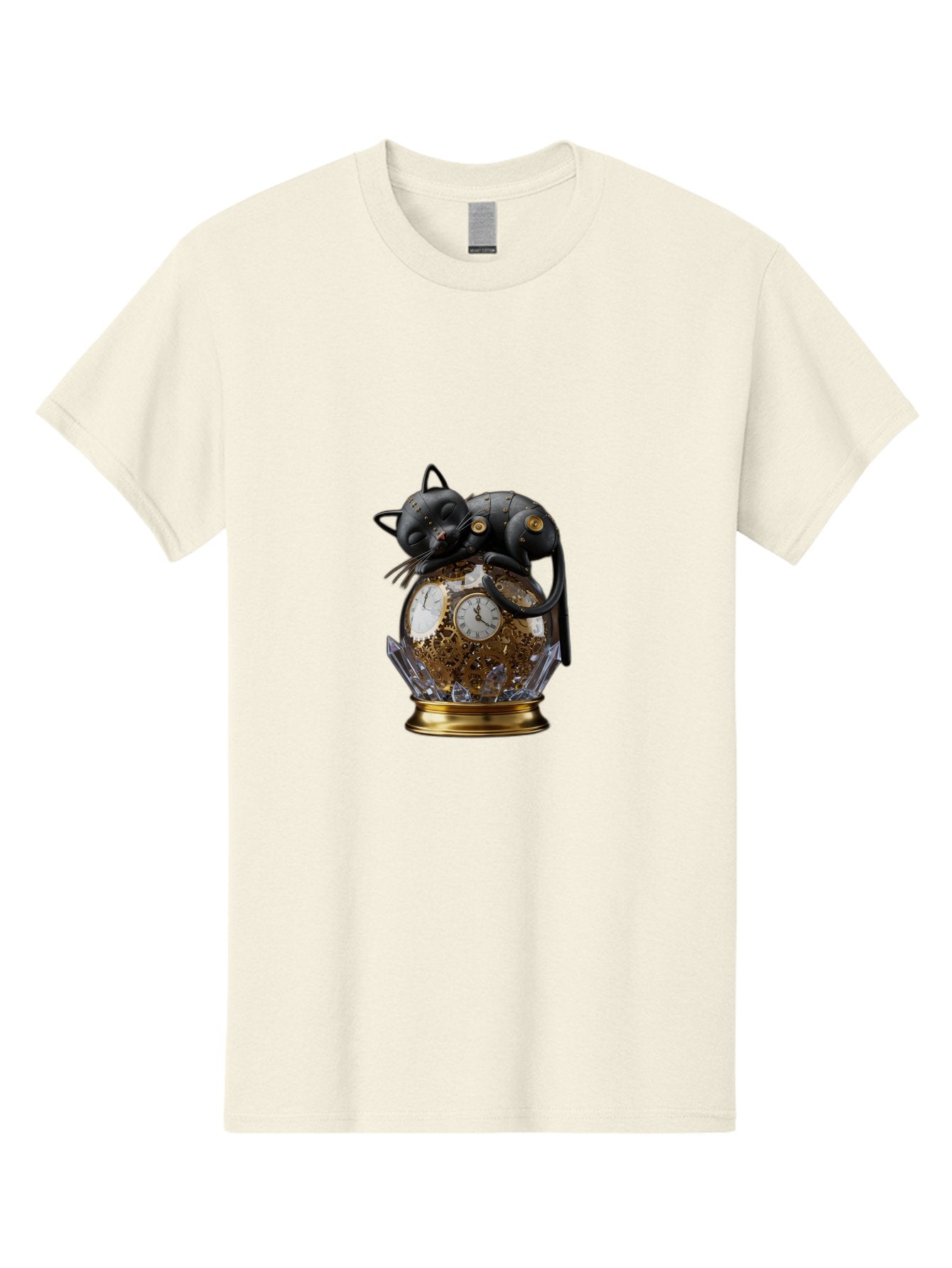Steampunk-Cat-Clock Men'S Graphic Tee, 100% Cotton, Comfortable Casual Summer Wear, Machine Washable, Vintage Camera, Old Camera, Antique Camera, Black Camera, Classic Photography, Photography Equipment, Nostalgic Device, Film Camera, Bal409 12