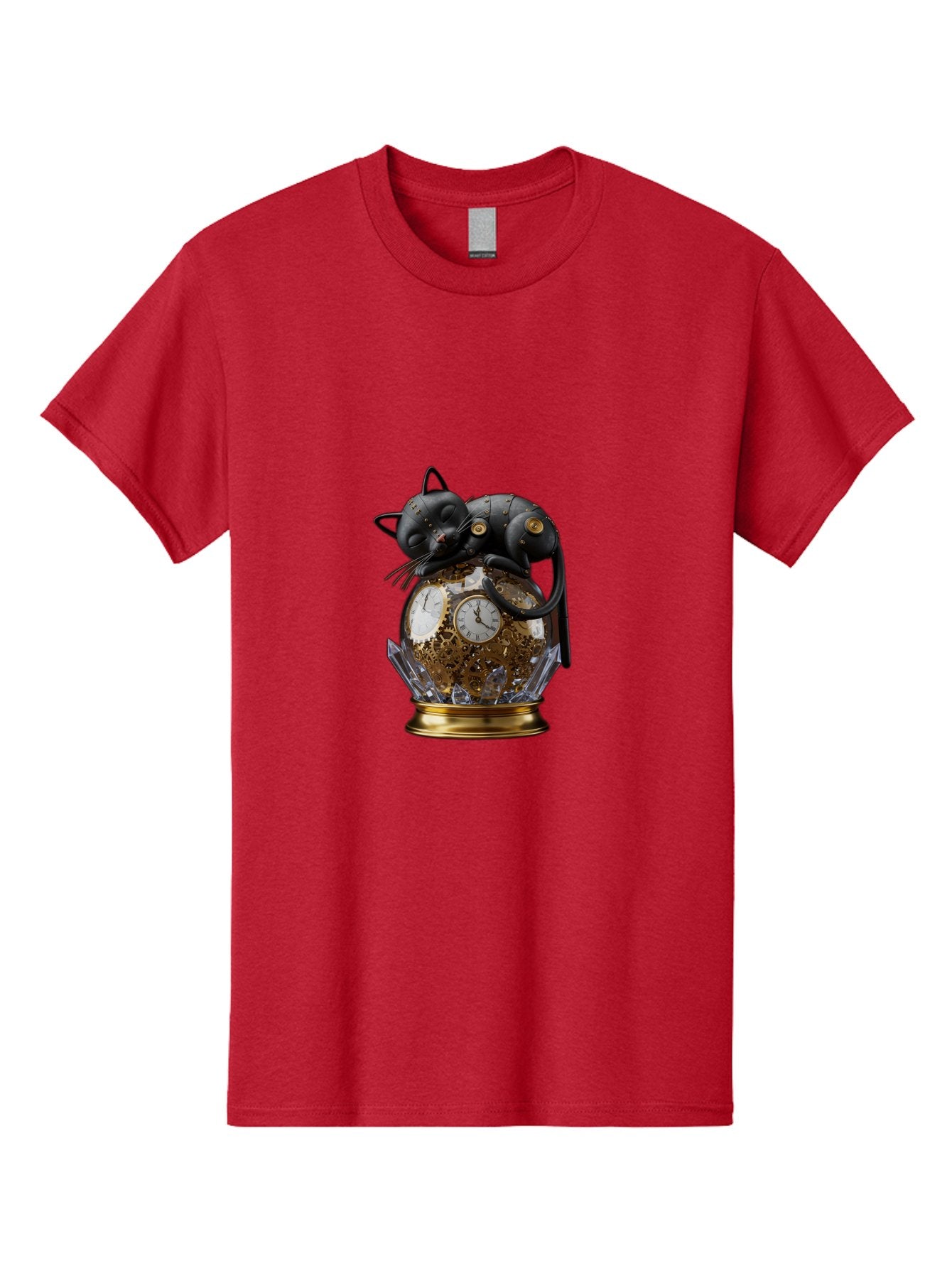 Steampunk-Cat-Clock Men'S Graphic Tee, 100% Cotton, Comfortable Casual Summer Wear, Machine Washable, Vintage Camera, Old Camera, Antique Camera, Black Camera, Classic Photography, Photography Equipment, Nostalgic Device, Film Camera, Bal409 6
