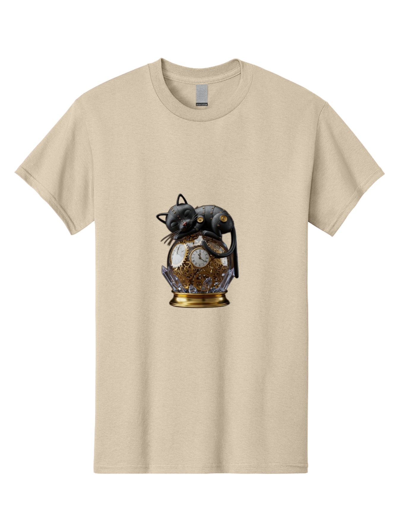 Steampunk-Cat-Clock Men'S Graphic Tee, 100% Cotton, Comfortable Casual Summer Wear, Machine Washable, Vintage Camera, Old Camera, Antique Camera, Black Camera, Classic Photography, Photography Equipment, Nostalgic Device, Film Camera, Bal409 8