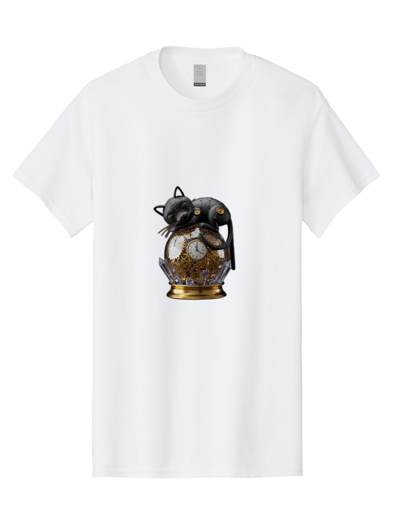 Steampunk-Cat-Clock Men'S Graphic Tee, 100% Cotton, Comfortable Casual Summer Wear, Machine Washable, Vintage Camera, Old Camera, Antique Camera, Black Camera, Classic Photography, Photography Equipment, Nostalgic Device, Film Camera, Bal409 10