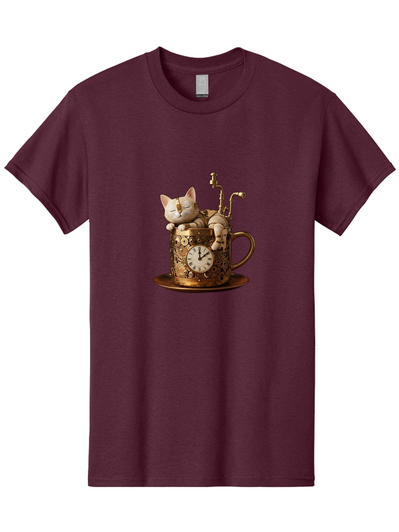 Steampunk-Cat Men'S Graphic Tee, 100% Cotton, Comfortable Casual Summer Wear, Machine Washable, Vintage Camera, Old Camera, Antique Camera, Black Camera, Classic Photography, Photography Equipment, Nostalgic Device, Film Camera, Camera Art Bal410