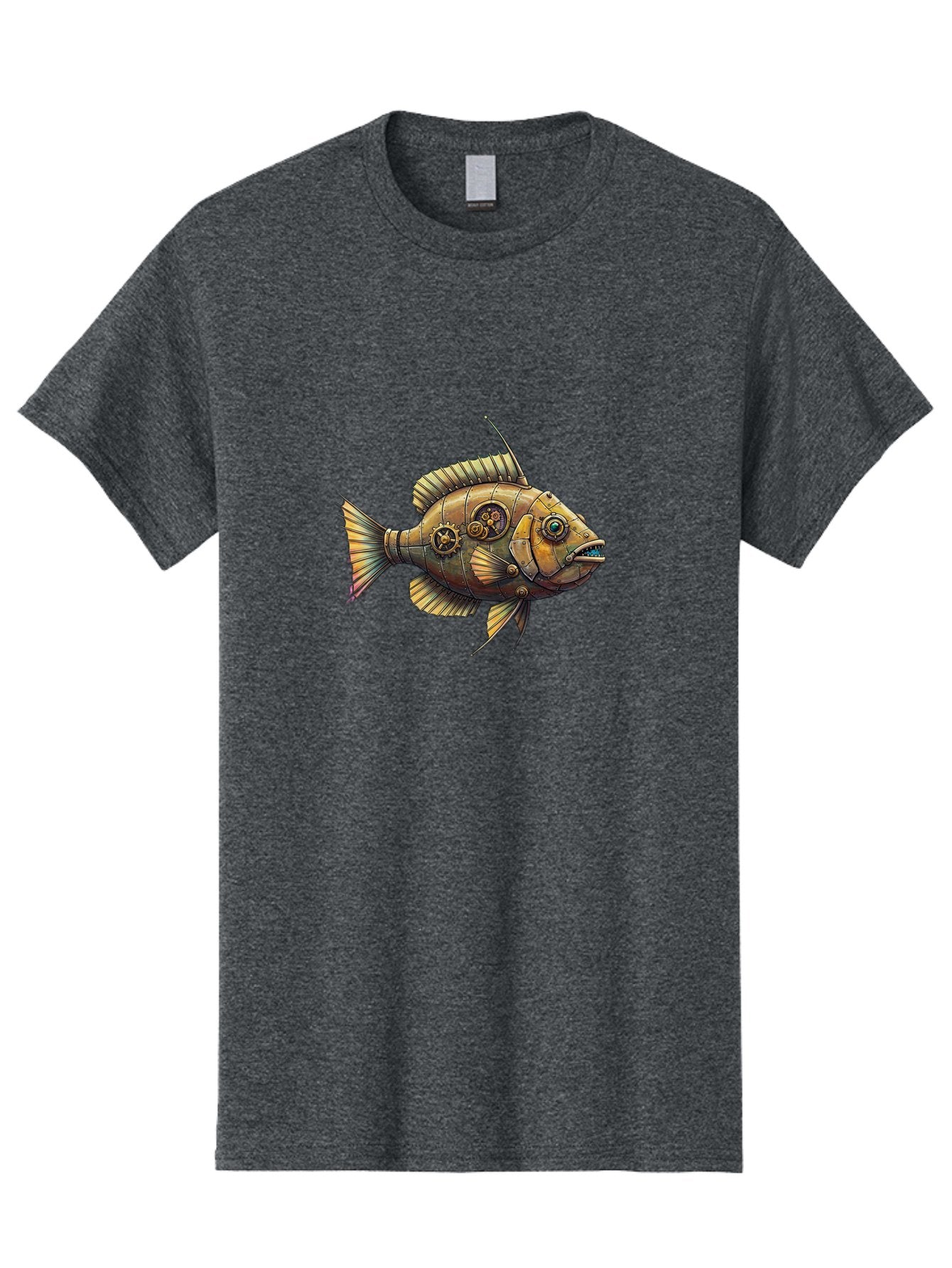 Steampunk-Fish-1 Men'S Graphic Tee, 100% Cotton, Comfortable Casual Summer Wear, Machine Washable, Vintage Camera, Old Camera, Antique Camera, Black Camera, Classic Photography, Photography Equipment, Nostalgic Device, Film Camera, Camera Art Bal412 15