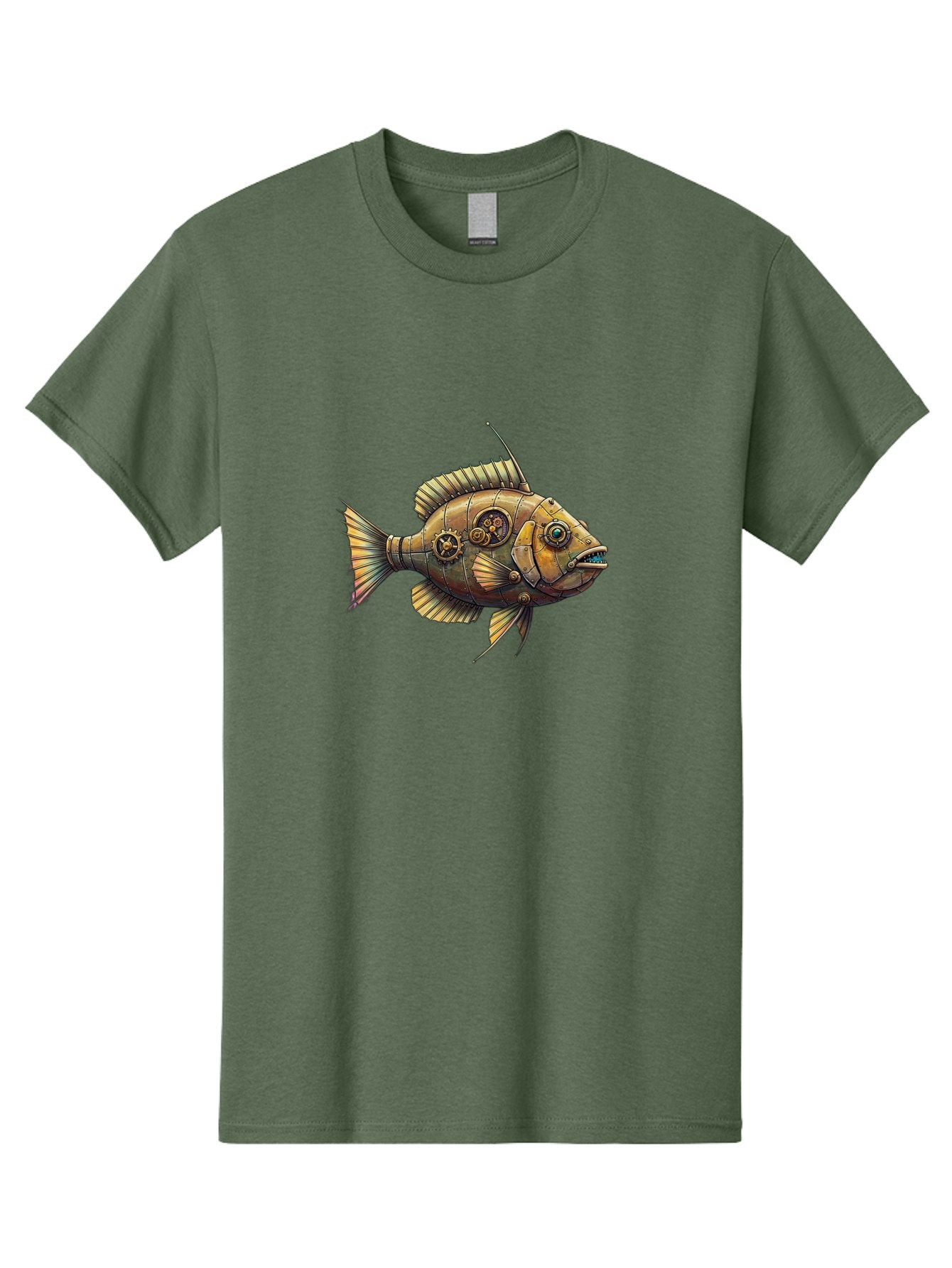 Steampunk-Fish-1 Men'S Graphic Tee, 100% Cotton, Comfortable Casual Summer Wear, Machine Washable, Vintage Camera, Old Camera, Antique Camera, Black Camera, Classic Photography, Photography Equipment, Nostalgic Device, Film Camera, Camera Art Bal412 3