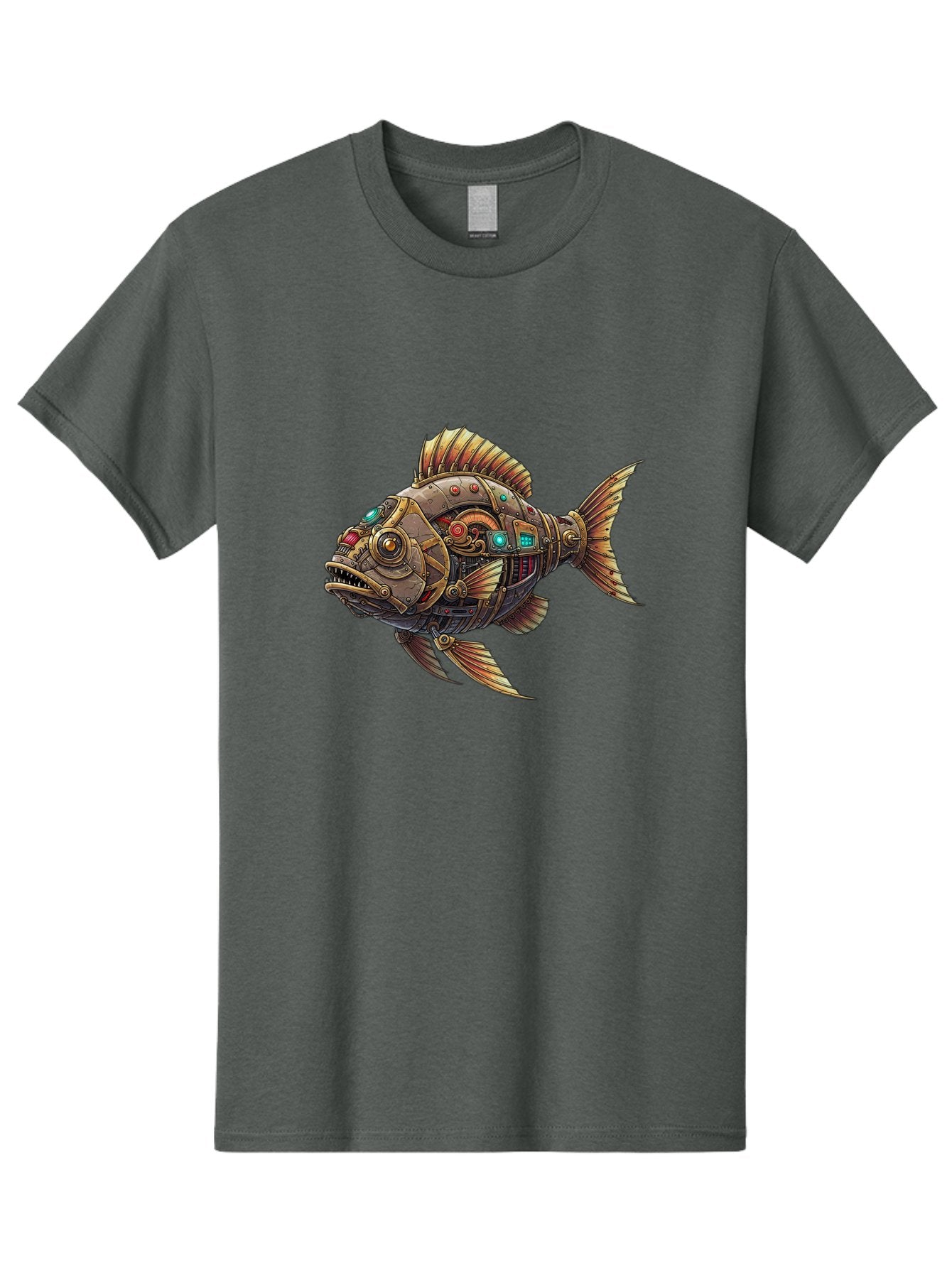 Steampunk-Fish-3 Men'S Graphic Tee, 100% Cotton, Comfortable Casual Summer Wear, Machine Washable, Vintage Camera, Old Camera, Antique Camera, Black Camera, Classic Photography, Photography Equipment, Nostalgic Device, Film Camera, Camera Art Bal414 9