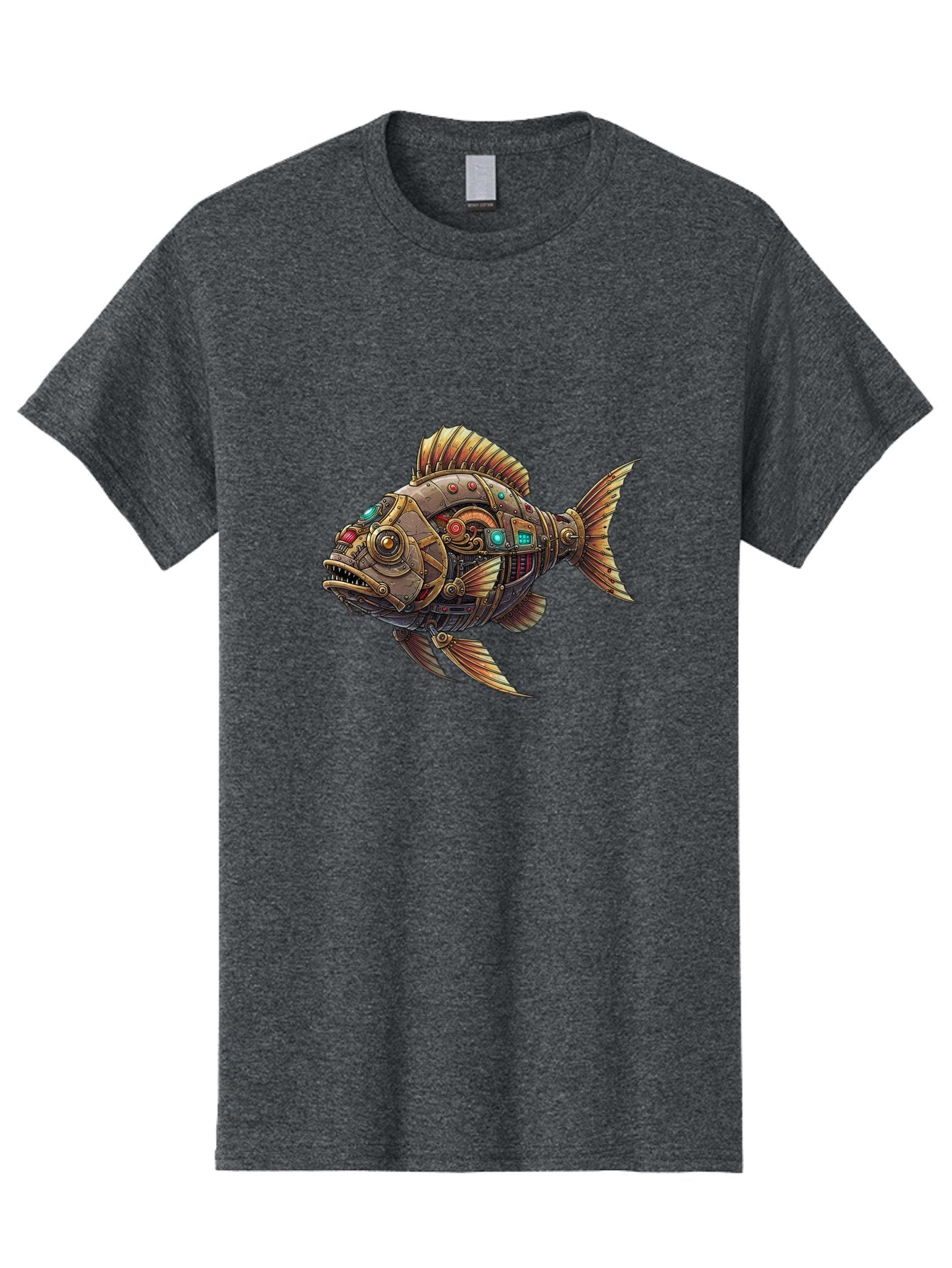 Steampunk-Fish-3 Men'S Graphic Tee, 100% Cotton, Comfortable Casual Summer Wear, Machine Washable, Vintage Camera, Old Camera, Antique Camera, Black Camera, Classic Photography, Photography Equipment, Nostalgic Device, Film Camera, Camera Art Bal414