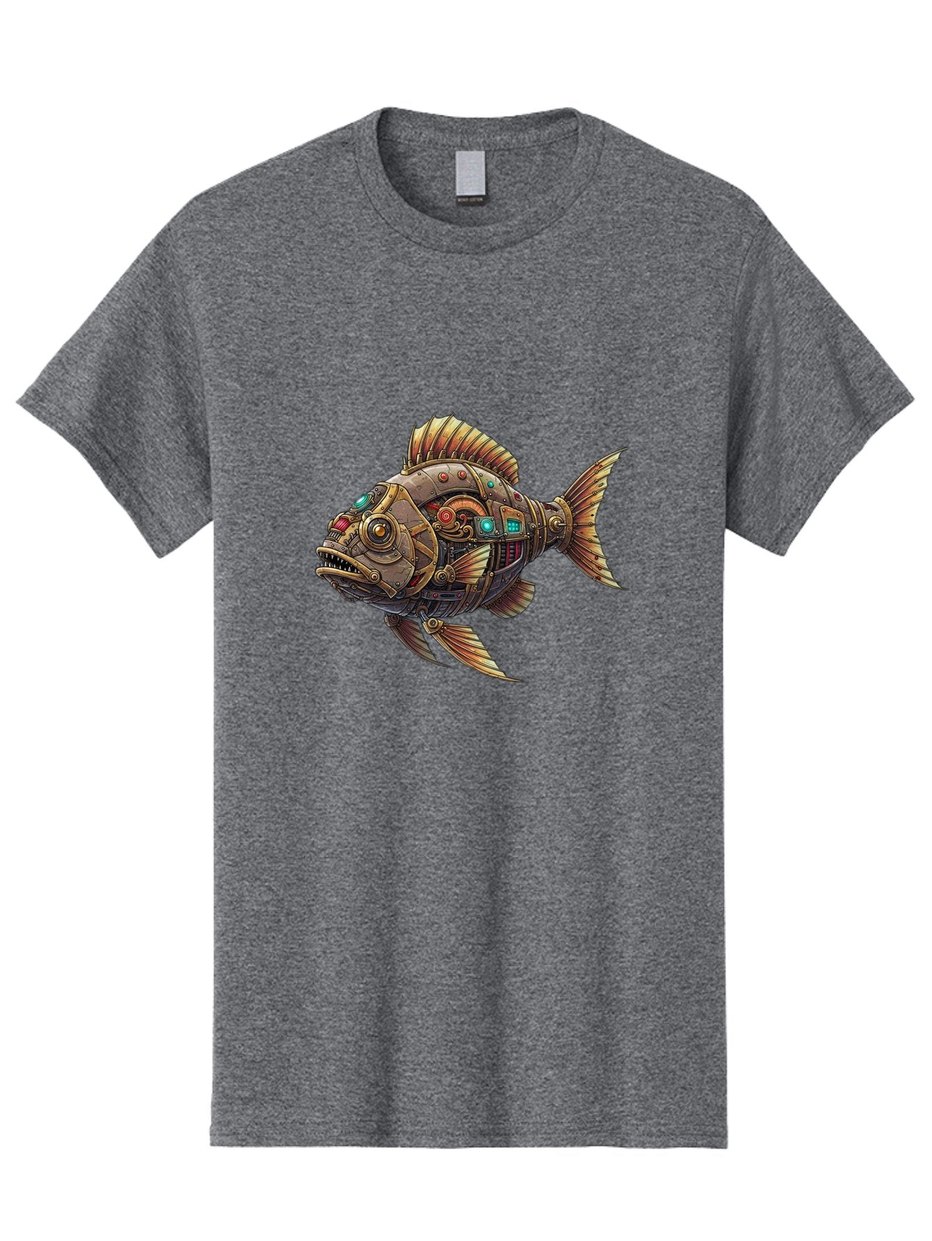 Steampunk-Fish-3 Men'S Graphic Tee, 100% Cotton, Comfortable Casual Summer Wear, Machine Washable, Vintage Camera, Old Camera, Antique Camera, Black Camera, Classic Photography, Photography Equipment, Nostalgic Device, Film Camera, Camera Art Bal414 11