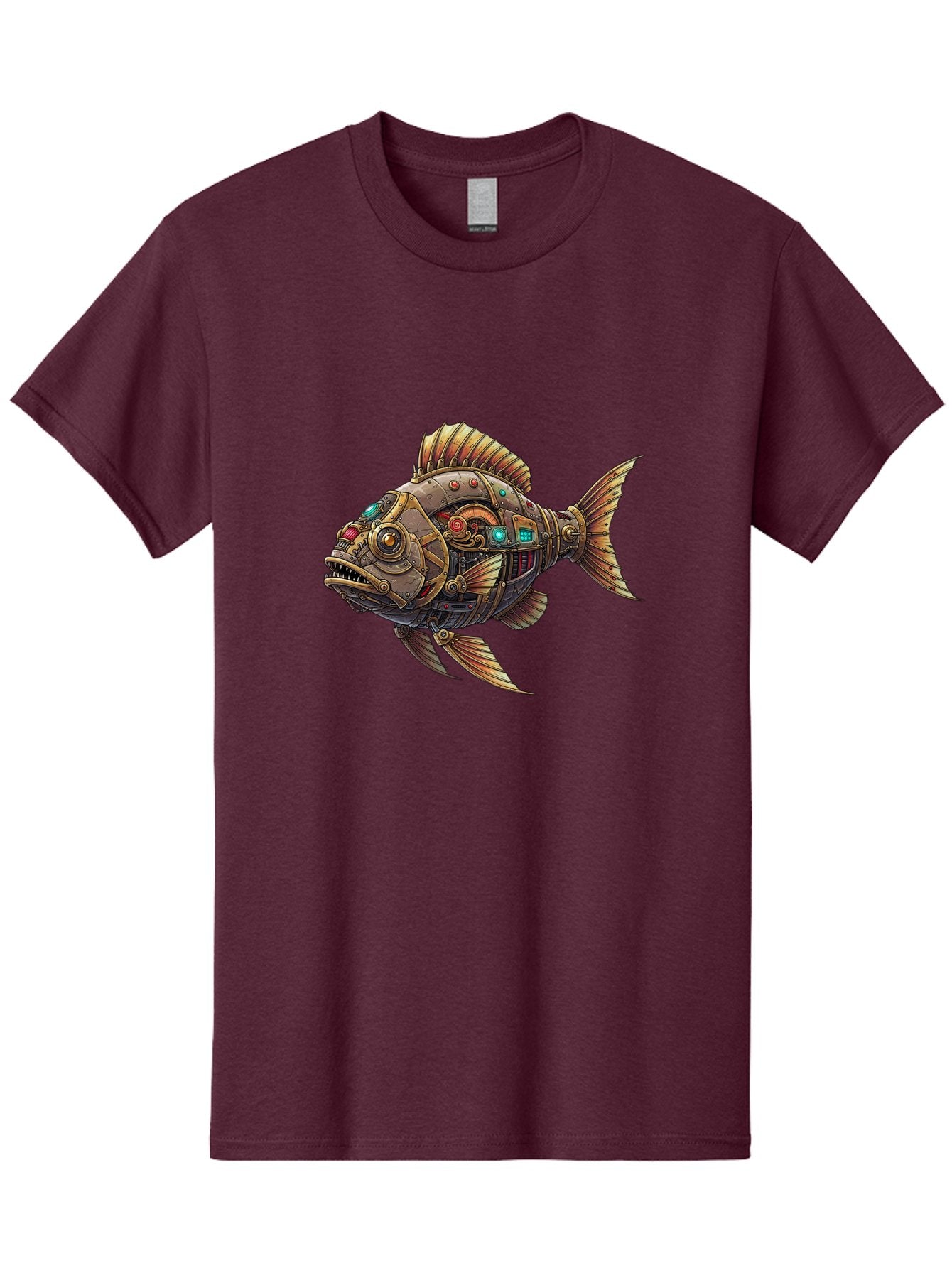 Steampunk-Fish-3 Men'S Graphic Tee, 100% Cotton, Comfortable Casual Summer Wear, Machine Washable, Vintage Camera, Old Camera, Antique Camera, Black Camera, Classic Photography, Photography Equipment, Nostalgic Device, Film Camera, Camera Art Bal414 7