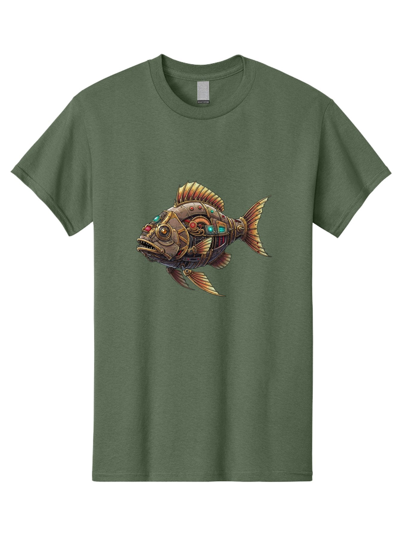Steampunk-Fish-3 Men'S Graphic Tee, 100% Cotton, Comfortable Casual Summer Wear, Machine Washable, Vintage Camera, Old Camera, Antique Camera, Black Camera, Classic Photography, Photography Equipment, Nostalgic Device, Film Camera, Camera Art Bal414 15