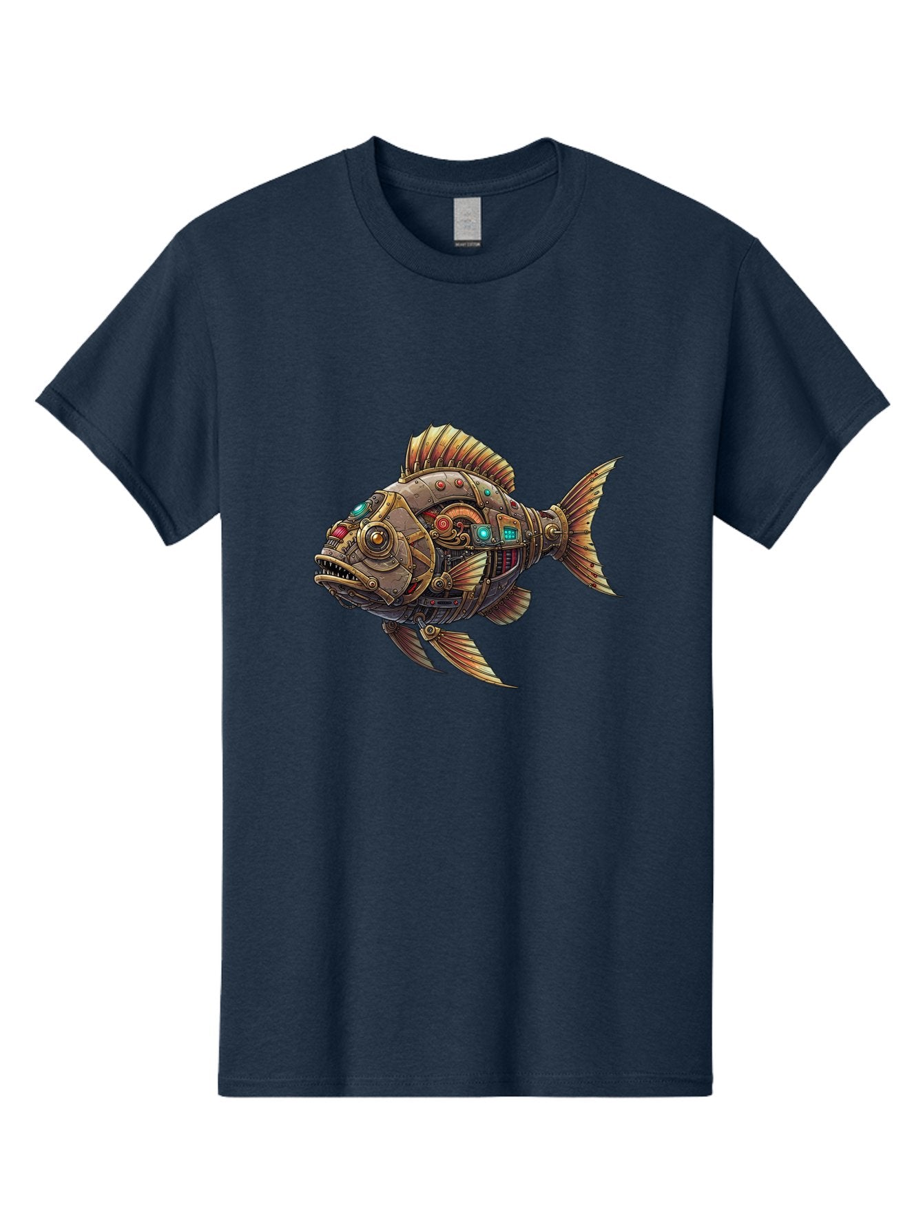 Steampunk-Fish-3 Men'S Graphic Tee, 100% Cotton, Comfortable Casual Summer Wear, Machine Washable, Vintage Camera, Old Camera, Antique Camera, Black Camera, Classic Photography, Photography Equipment, Nostalgic Device, Film Camera, Camera Art Bal414