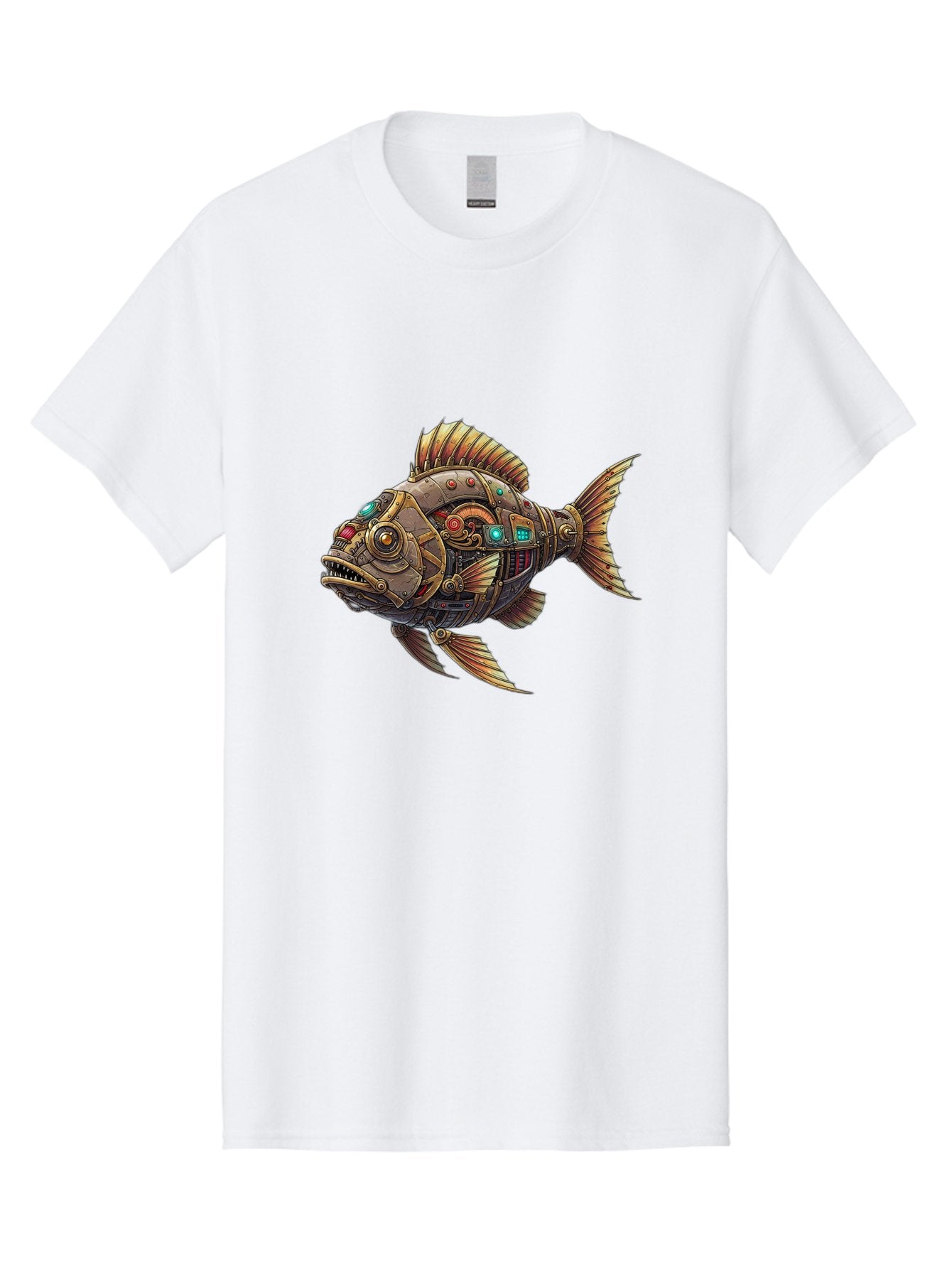 Steampunk-Fish-3 Men'S Graphic Tee, 100% Cotton, Comfortable Casual Summer Wear, Machine Washable, Vintage Camera, Old Camera, Antique Camera, Black Camera, Classic Photography, Photography Equipment, Nostalgic Device, Film Camera, Camera Art Bal414 4