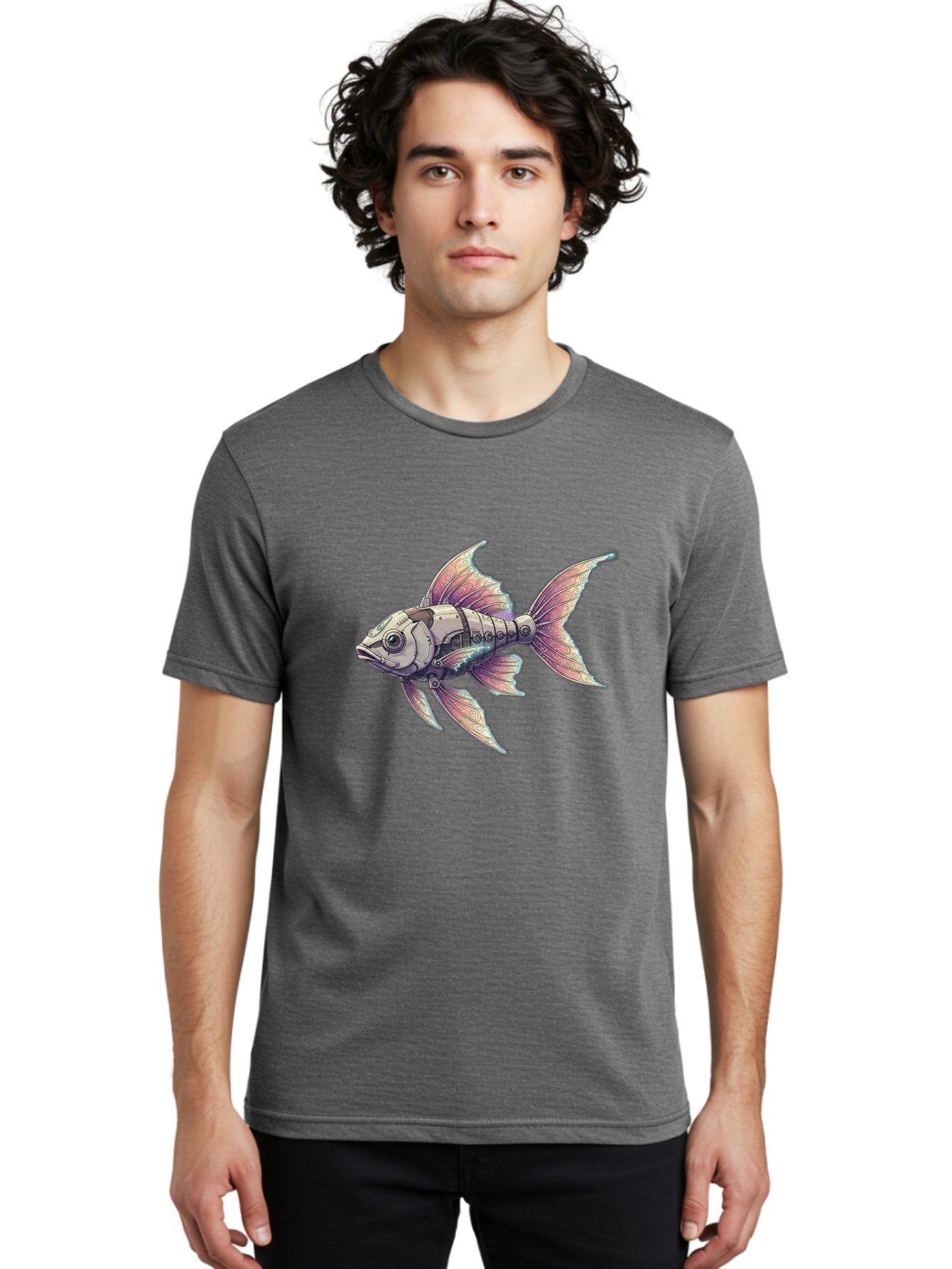 Steampunk-Fish-4 Men'S Graphic Tee, 100% Cotton, Comfortable Casual Summer Wear, Machine Washable, Vintage Camera, Old Camera, Antique Camera, Black Camera, Classic Photography, Photography Equipment, Nostalgic Device, Film Camera, Camera Art Bal415 29
