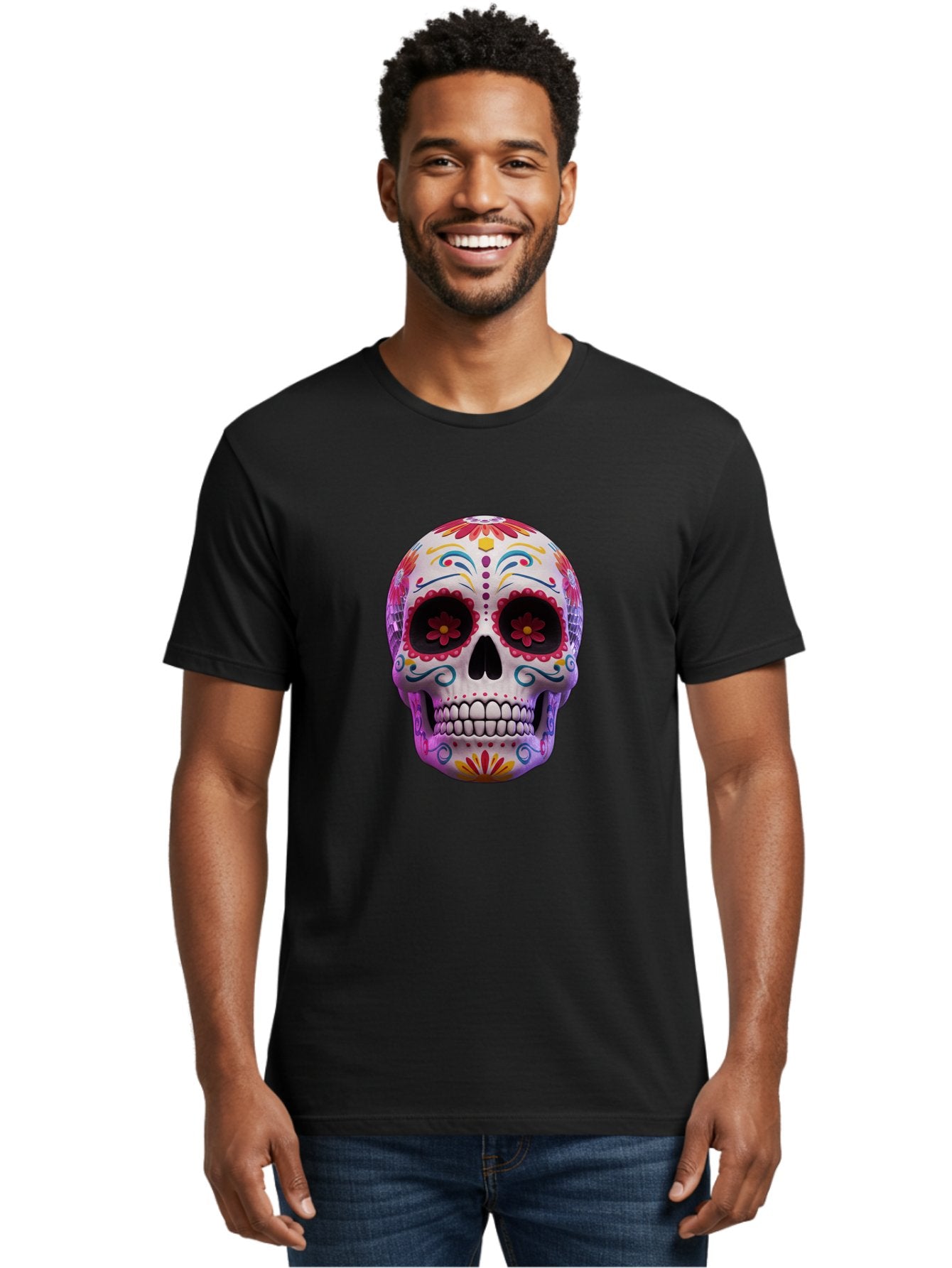 Sugar-Skull-1 Men'S Graphic Tee, 100% Cotton, Comfortable Casual Summer Wear, Machine Washable, Vintage Camera, Old Camera, Antique Camera, Black Camera, Classic Photography, Photography Equipment, Nostalgic Device, Film Camera, Camera Art Bal435 17