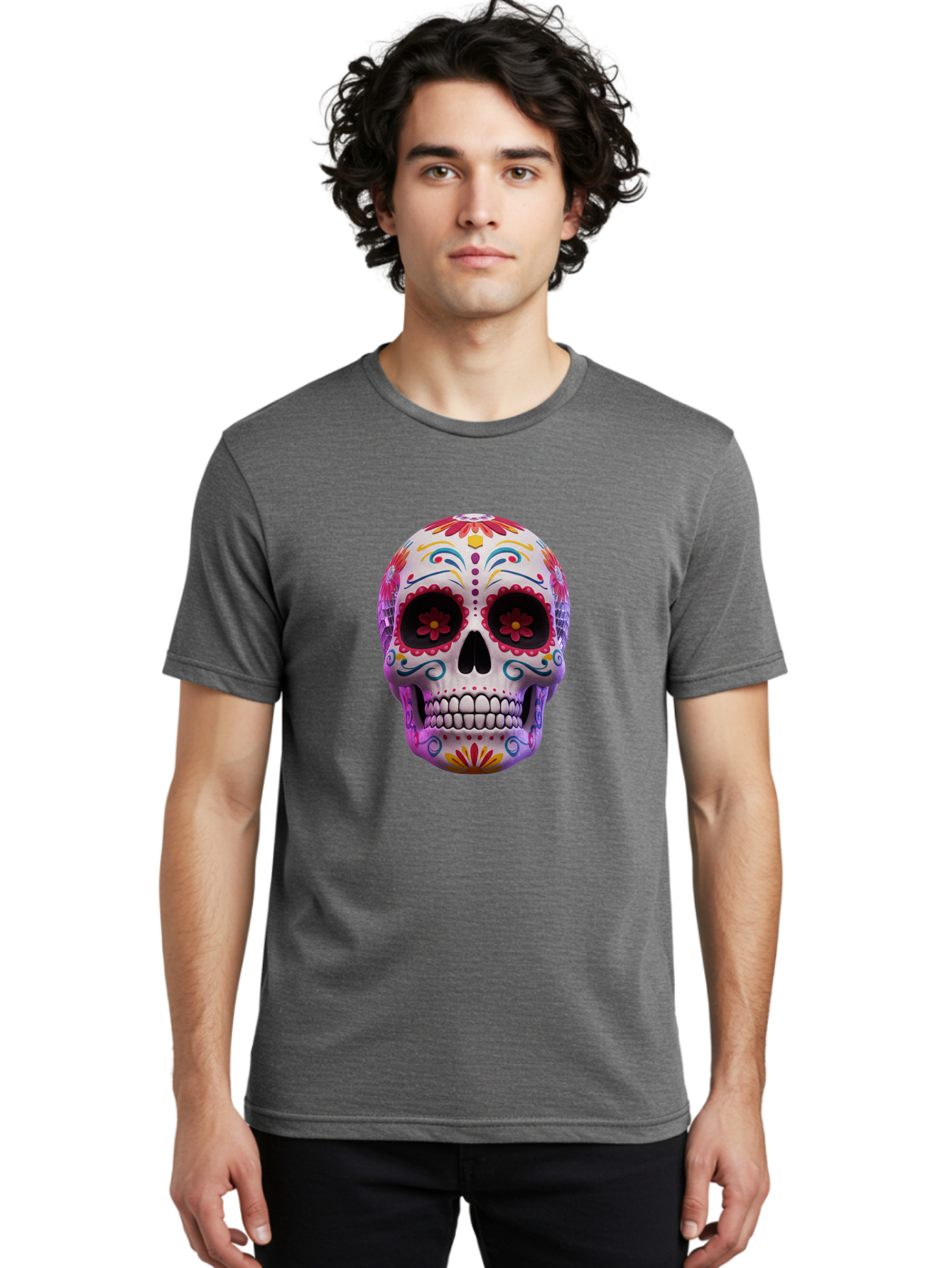 Sugar-Skull-1 Men'S Graphic Tee, 100% Cotton, Comfortable Casual Summer Wear, Machine Washable, Vintage Camera, Old Camera, Antique Camera, Black Camera, Classic Photography, Photography Equipment, Nostalgic Device, Film Camera, Camera Art Bal435 25