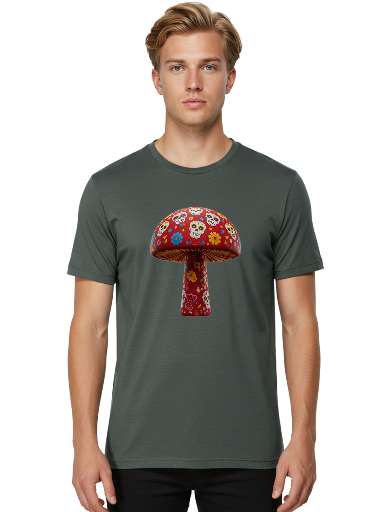 Sugar-Skull-Mushroom Men'S Graphic Tee, 100% Cotton, Comfortable Casual Summer Wear, Machine Washable, Vintage Camera, Old Camera, Antique Camera, Black Camera, Classic Photography, Photography Equipment, Nostalgic Device, Film Camera, Bal437 17